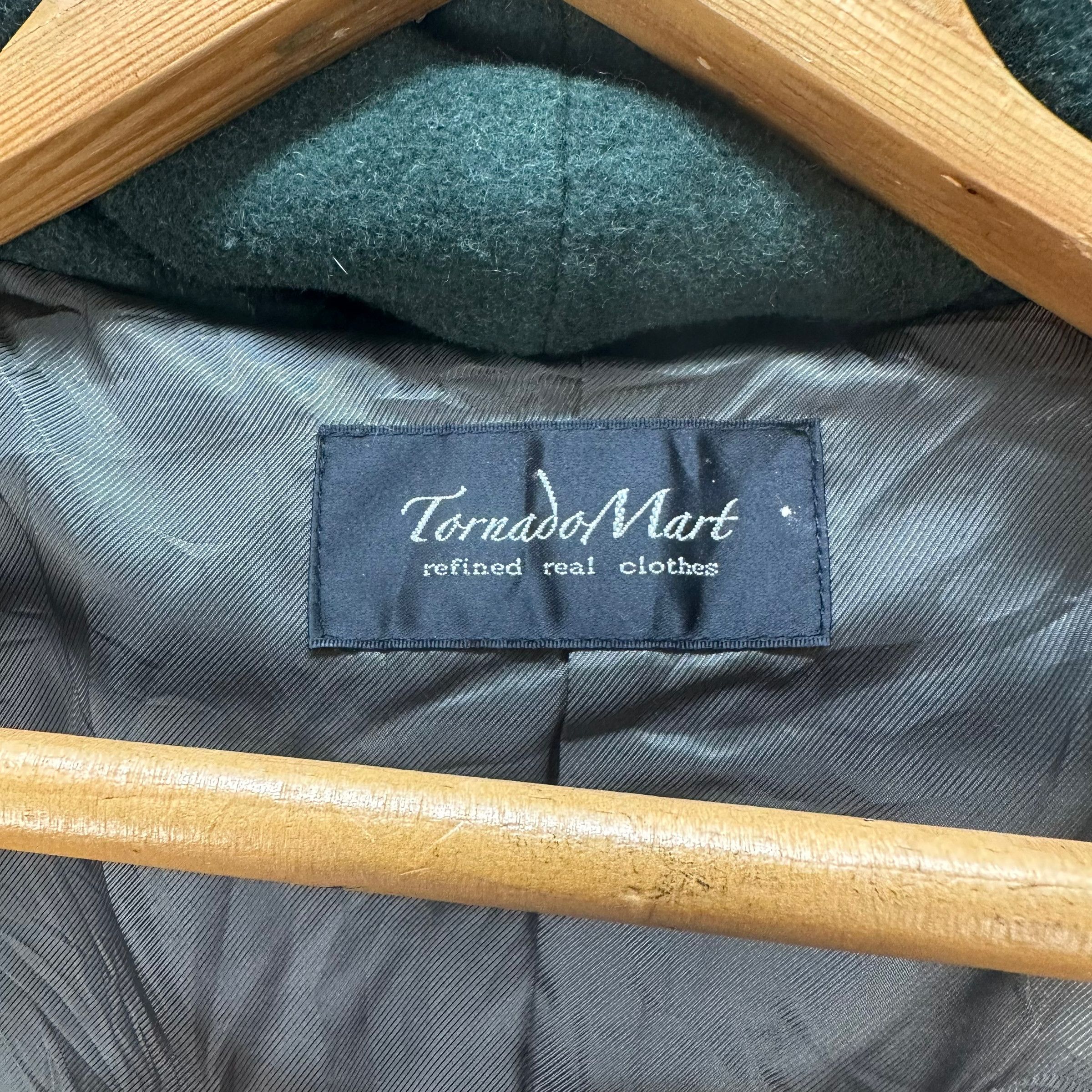Tornado Mart TORNADO MART GREEN WOOL HOODED ASYMMETRIC JACKET #8330-004 Size L / US 10 / IT 46 - 8 Thumbnail