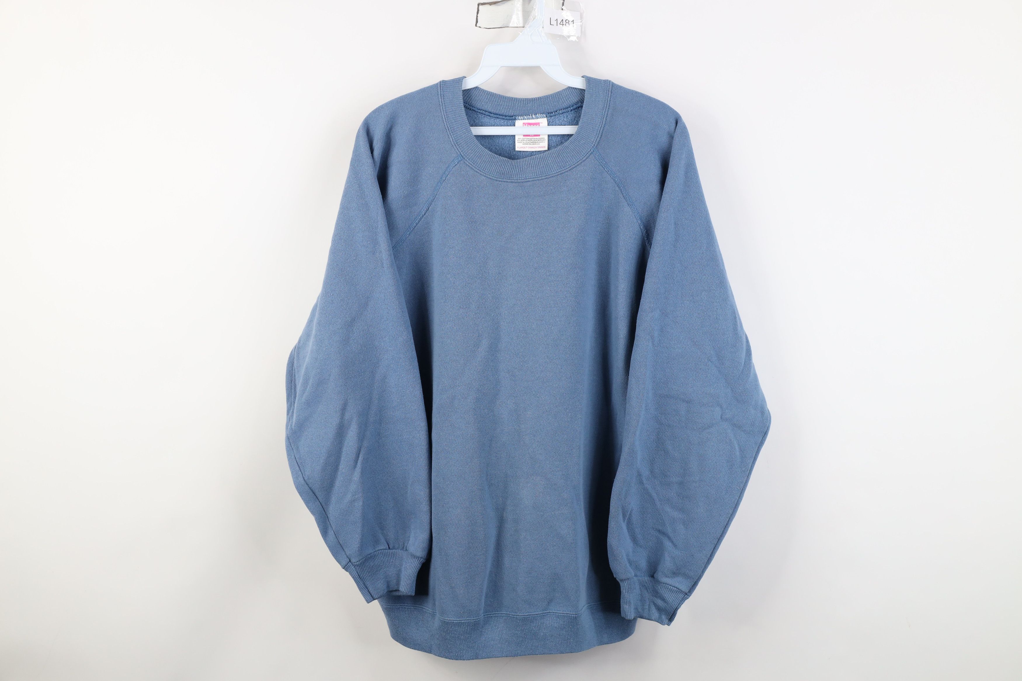 Vintage Vintage 90s Streetwear Blank Crewneck Sweatshirt Blue USA Size XL / US 12-14 / IT 48-50 - 1 Thumbnail