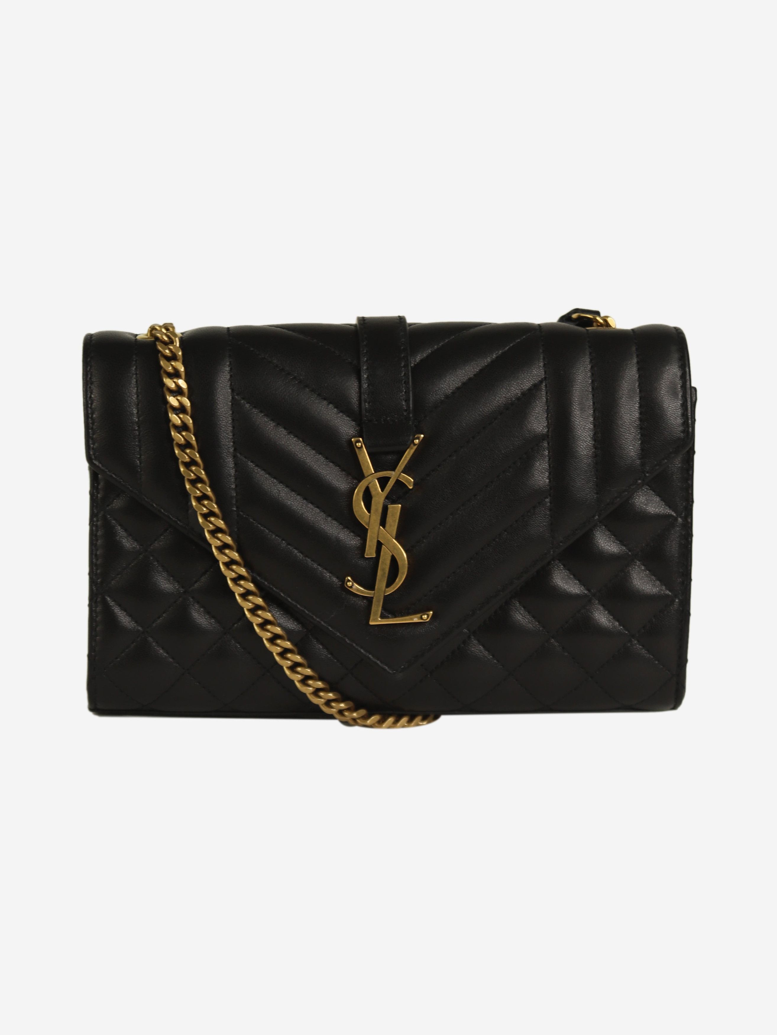 Black Envelope quilted shoulder bag