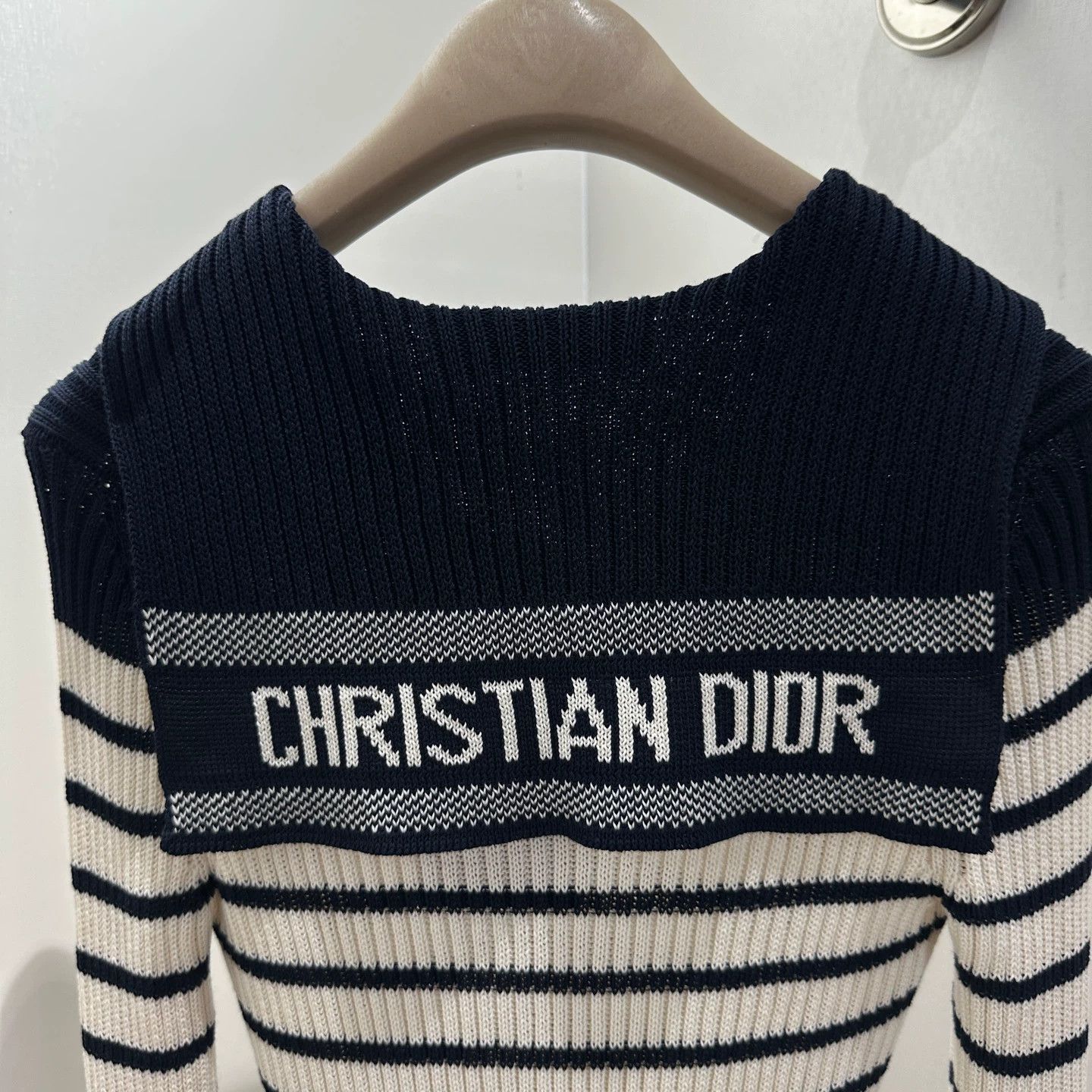 Christian Dior Monsieur Christian Dior apr752 Navy-Collar Logo Knit 34 Cotton Size XS / US 0-2 / IT 36-38 - 6 Thumbnail