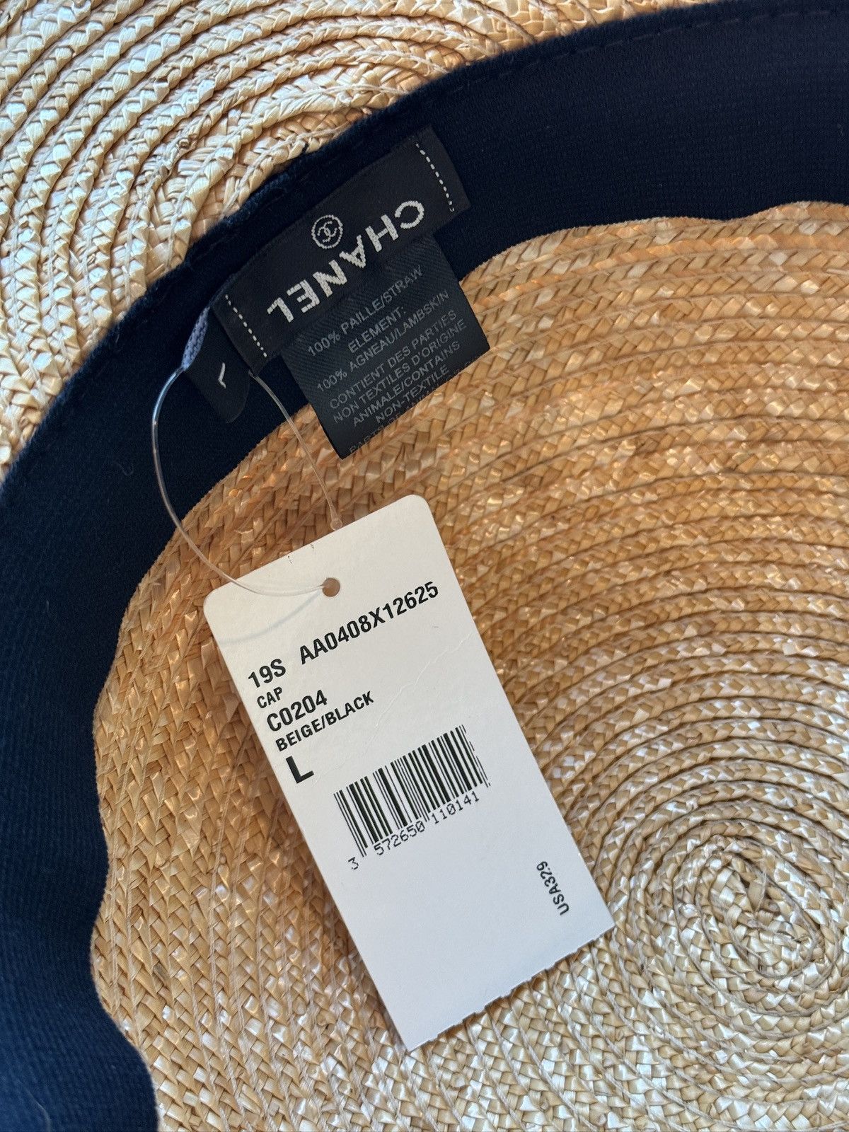 Chanel Chanel 19S Runway CHA-NEL Straw Leather Double Visor Hat Size ONE SIZE - 5 Thumbnail