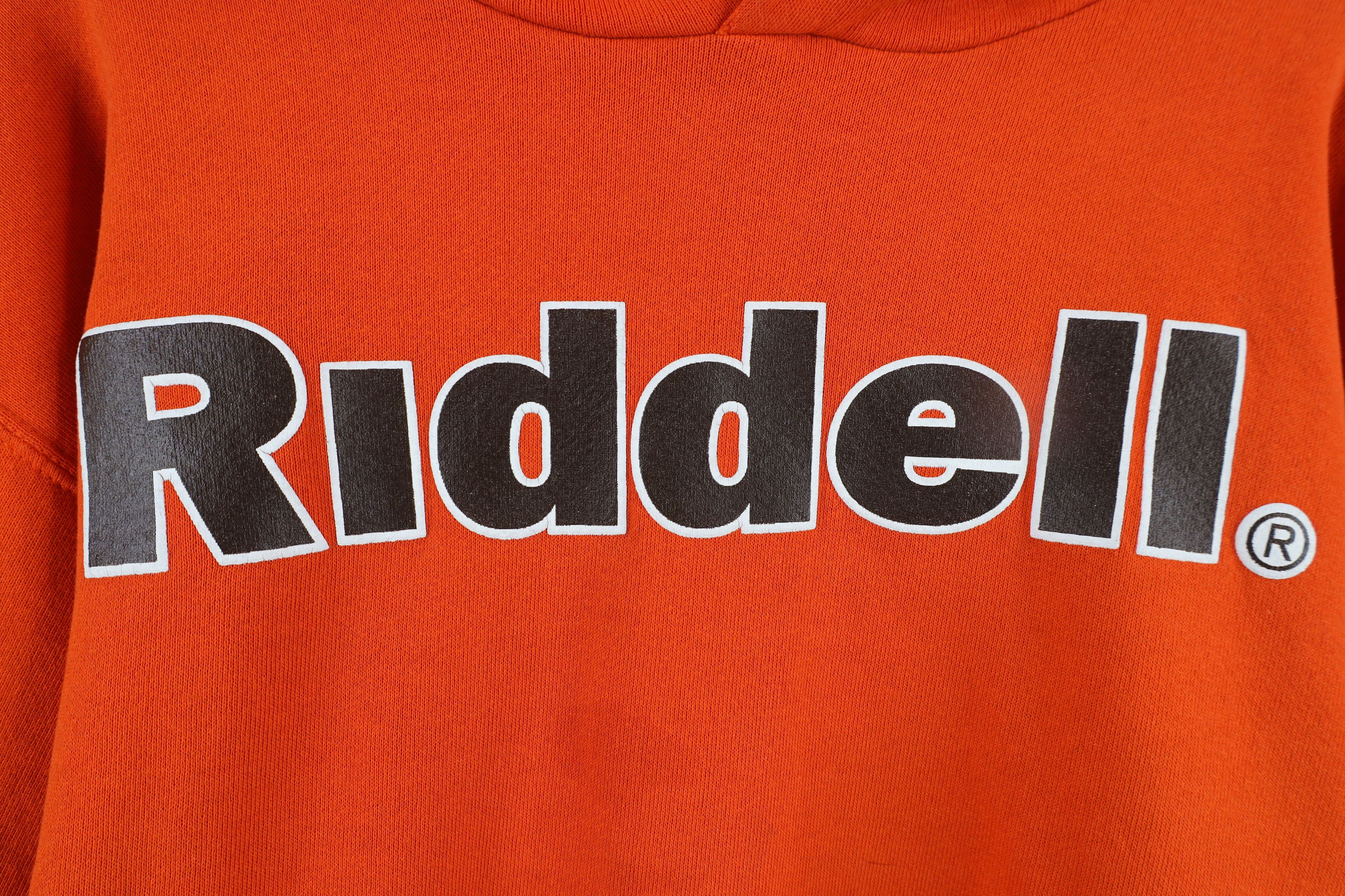 Russell Athletic × Vintage Vintage 90s Russell Athletic Riddell Football Hoodie Orange Size US M / EU 48-50 / 2 - 4 Thumbnail