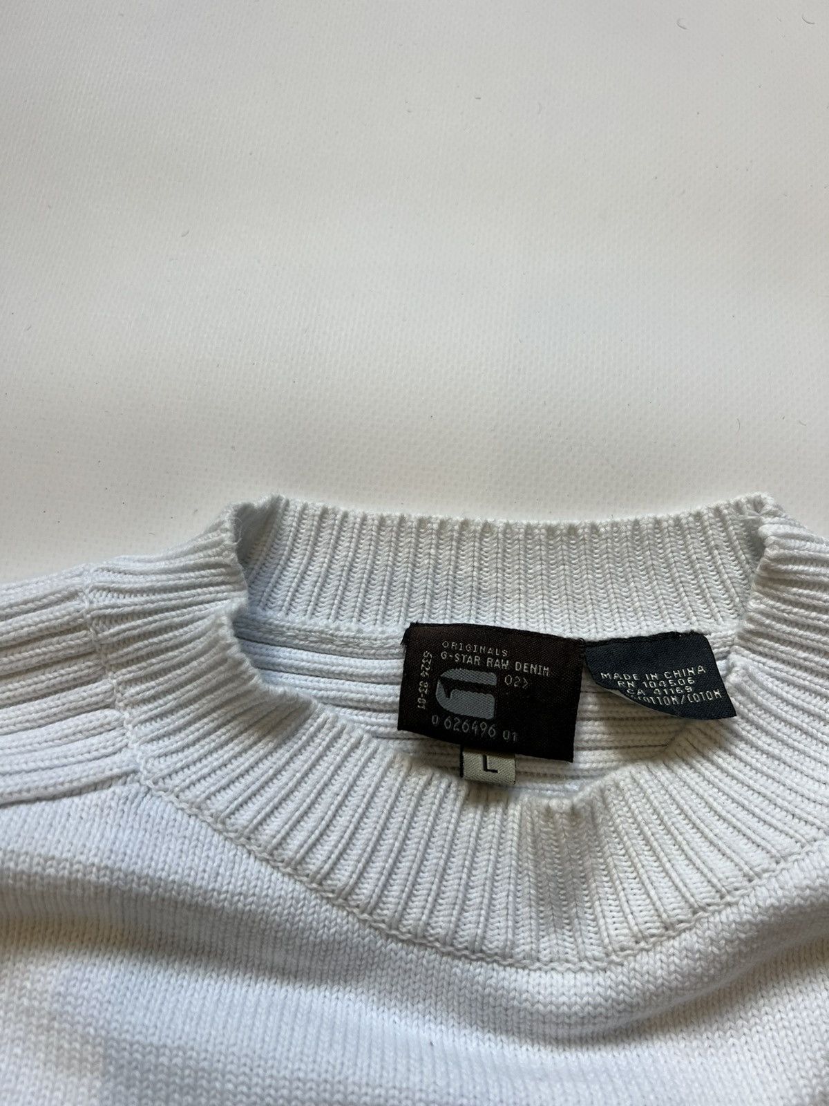 G-Star G Star Raw White Sweater Rubbed Basic Classic Size US L / EU 52-54 / 3 - 6 Thumbnail