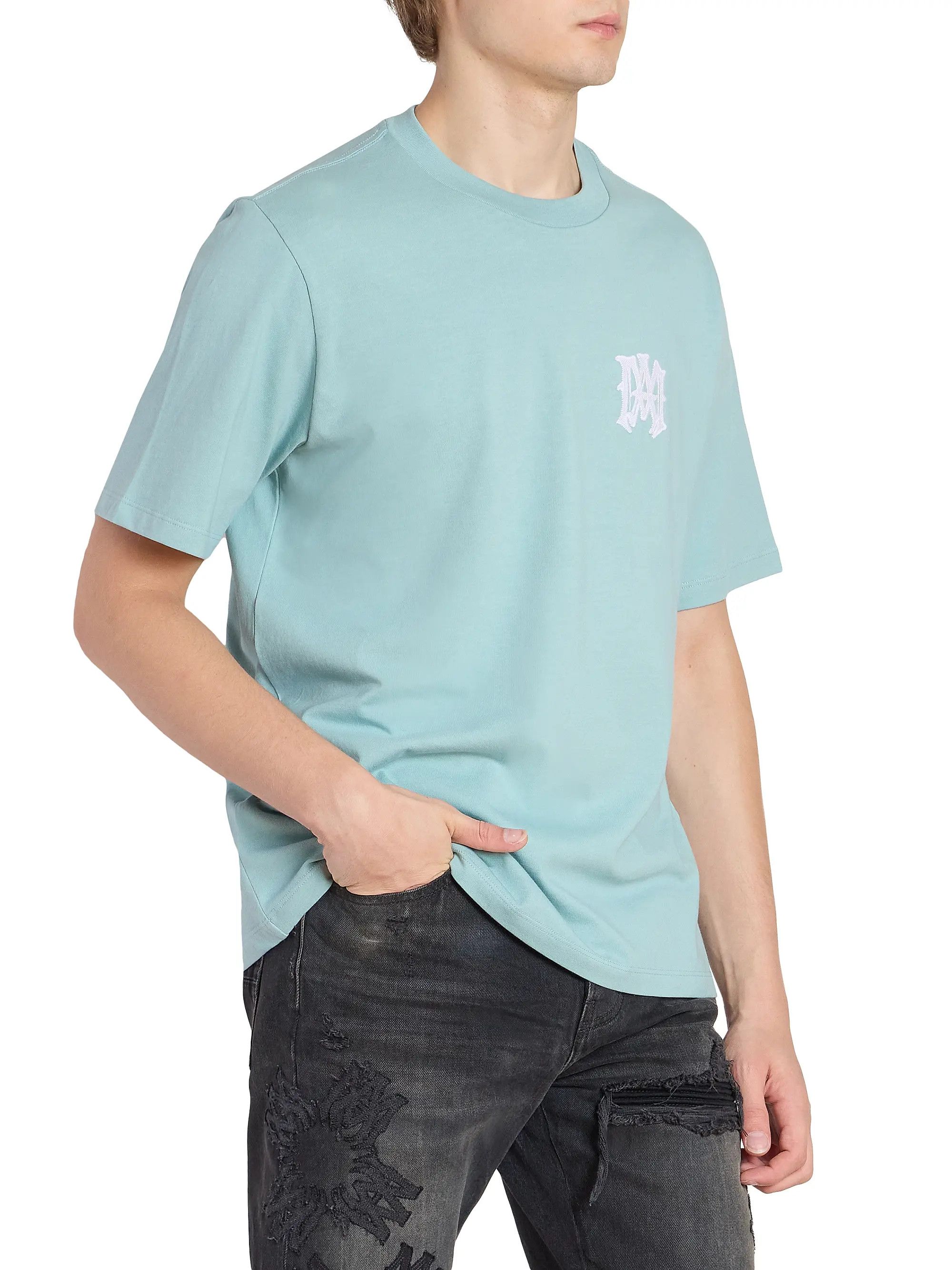 Amiri os11x0526 MA Chateau Embroidered Logo T-Shirt in Blue Size US M / EU 48-50 / 2 - 4 Thumbnail