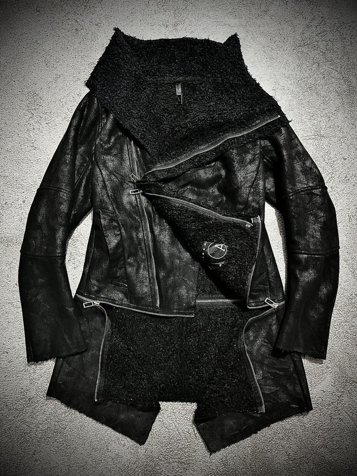 ANDEW 2000s ANDEW Asymmetric Leather Jacket Rick Owens Style Size US M / EU 48-50 / 2 - 5 Thumbnail