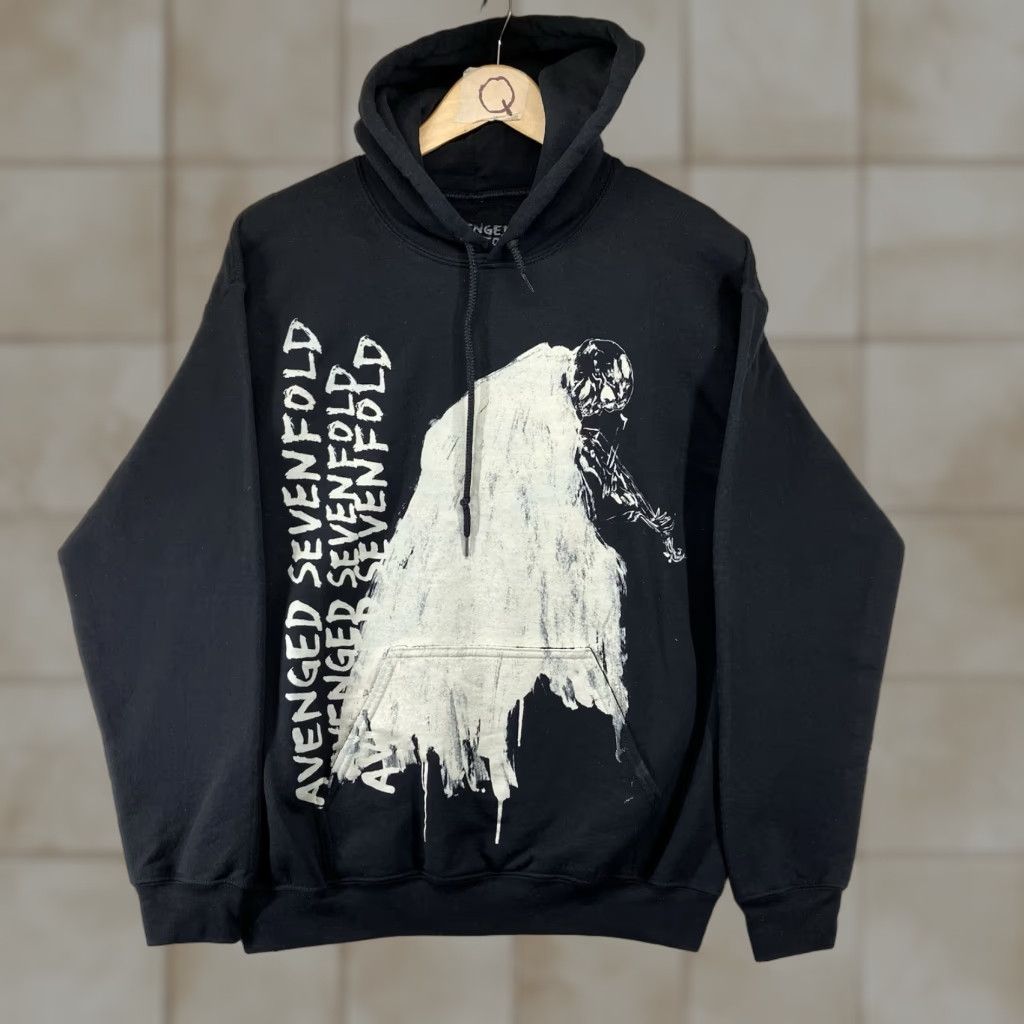 Vintage Avenged Sevenfold Hoodie Medium Black With White Paint Front Graphic A7X Size M / US 6-8 / IT 42-44 - 1 Thumbnail