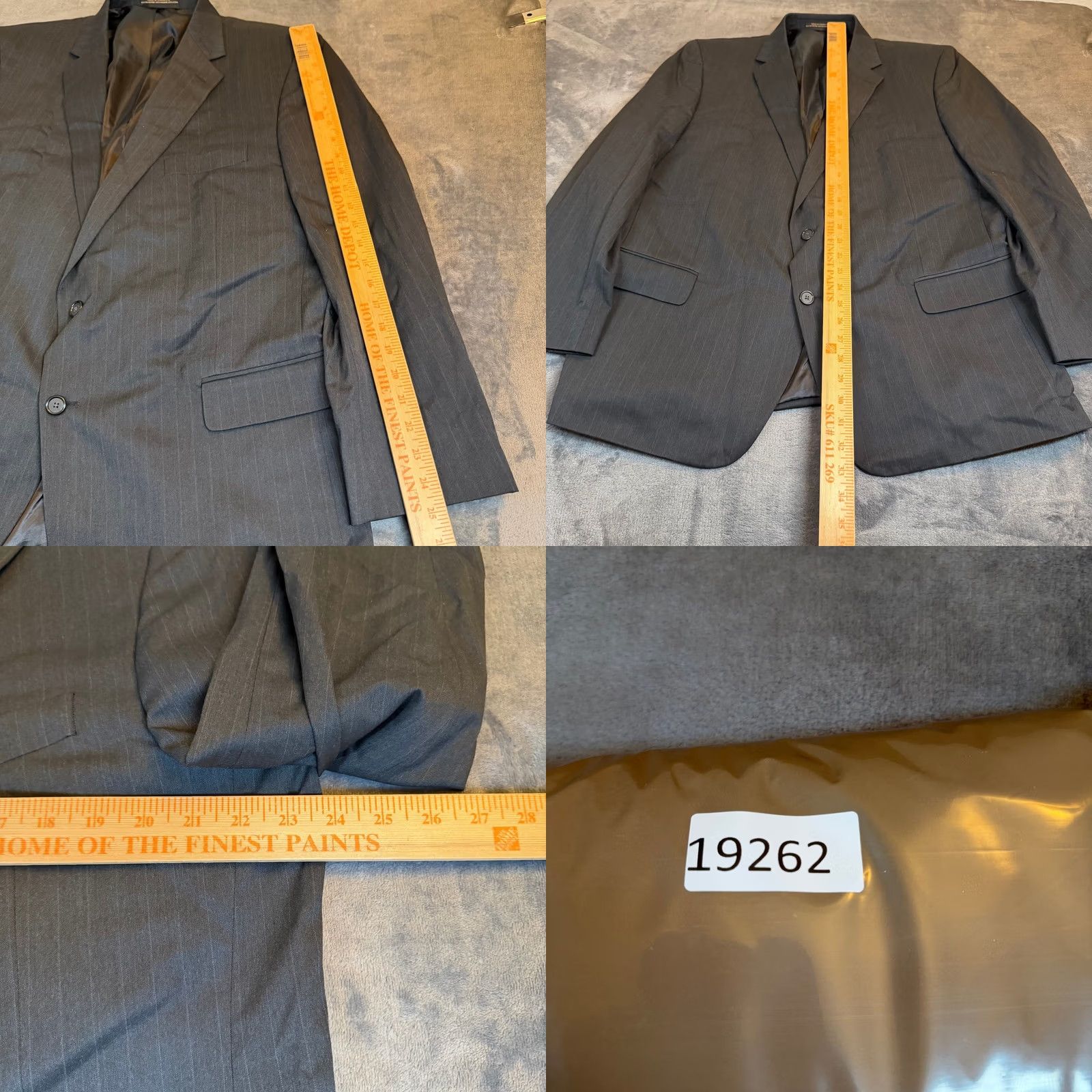 Vintage Petrocelli Blazer Mens 46 Short Charcoal Grey Pinstripe Two Button Blazer Jacket Suit Coat Short Sleeve Two-Button Size US 30 / EU 46 - 8 Thumbnail