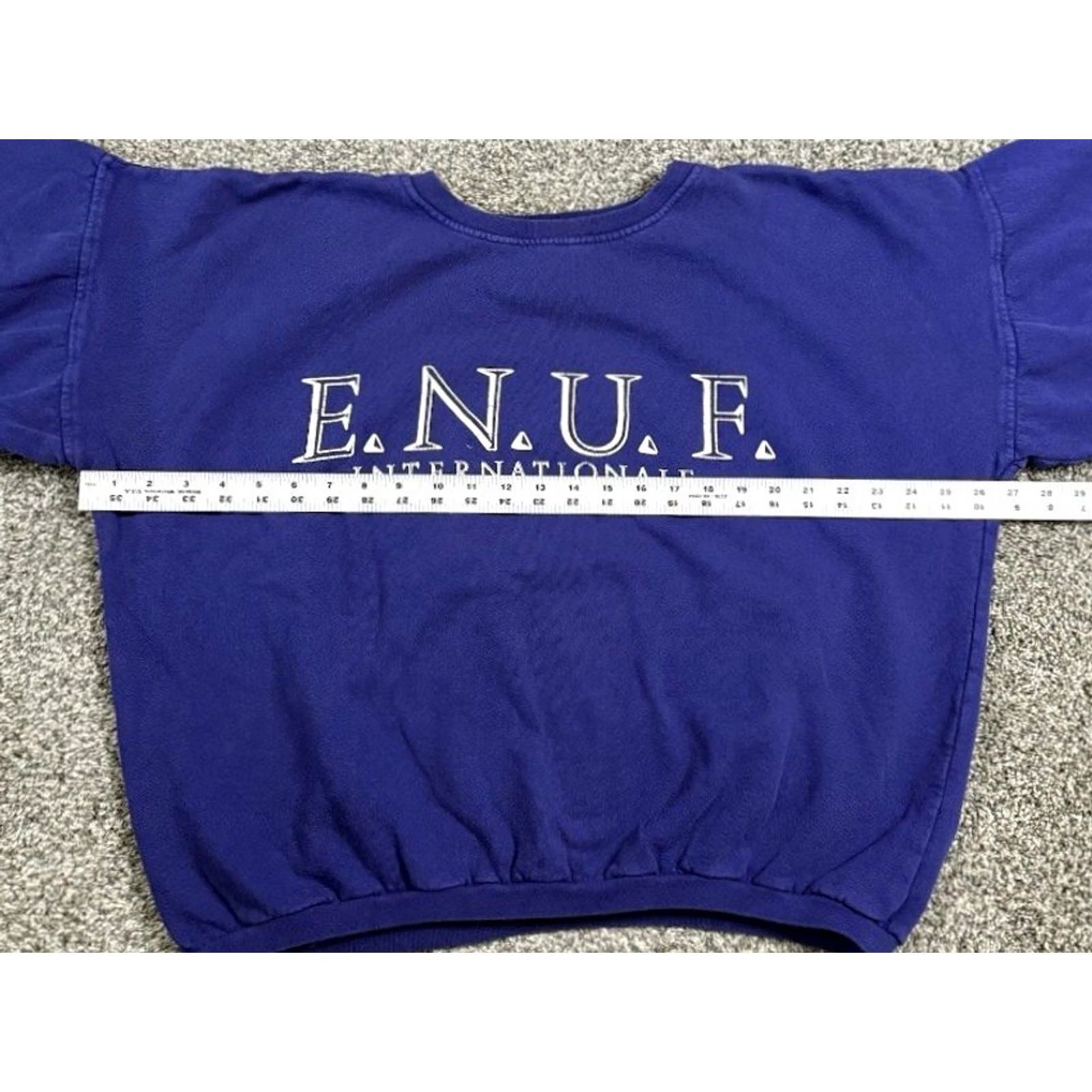 Vintage VINTAGE ENUF Sweatshirt Logo Graphic Print 90s Blue Purple Crew Neck Pullover Unisex Medium M Size US M / EU 48-50 / 2 - 3 Thumbnail