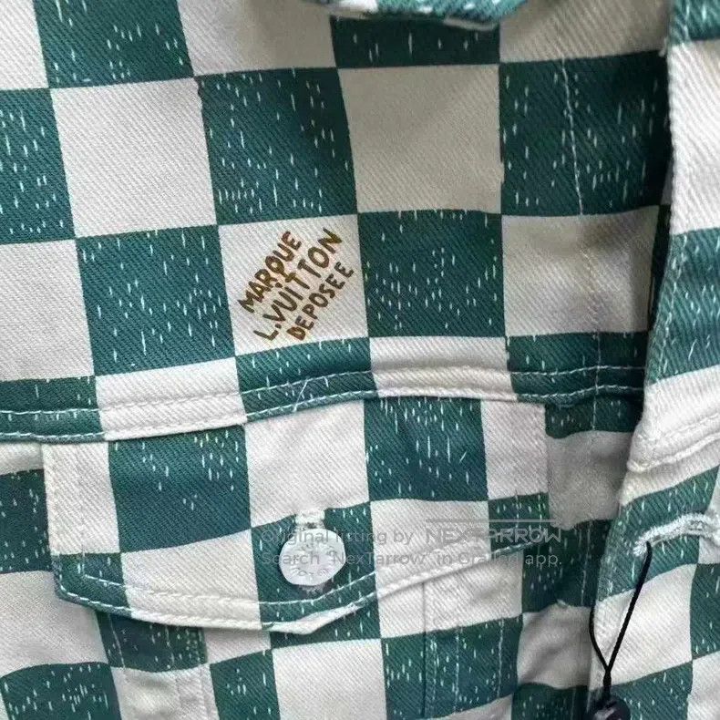Louis Vuitton Louis Vuitton White and green checkerboard denim jacket Size US L / EU 52-54 / 3 - 4 Thumbnail