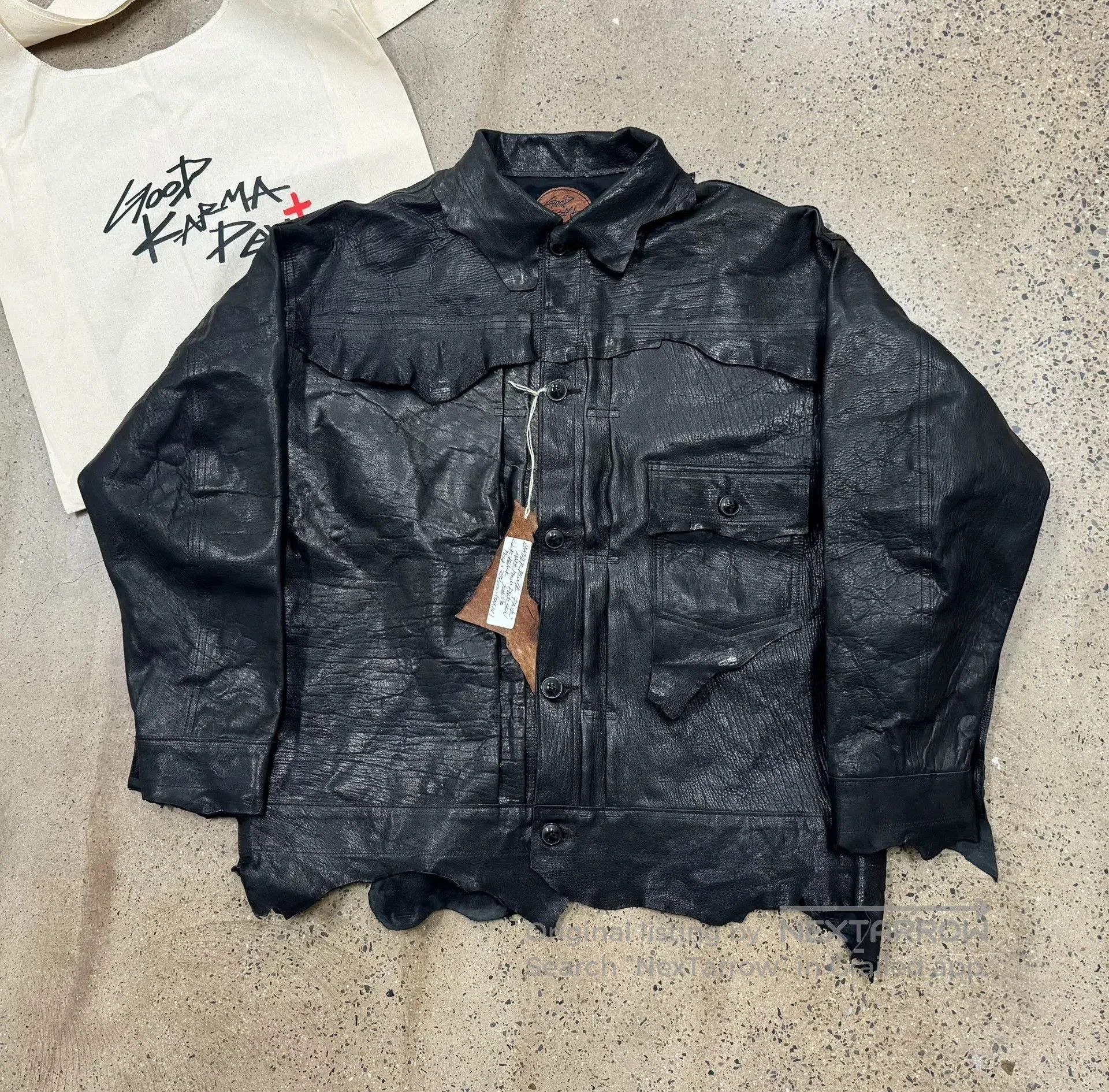 Japanese Brand good karma leather shirt jacket in black. Size US M / EU 48-50 / 2 - 1 Thumbnail