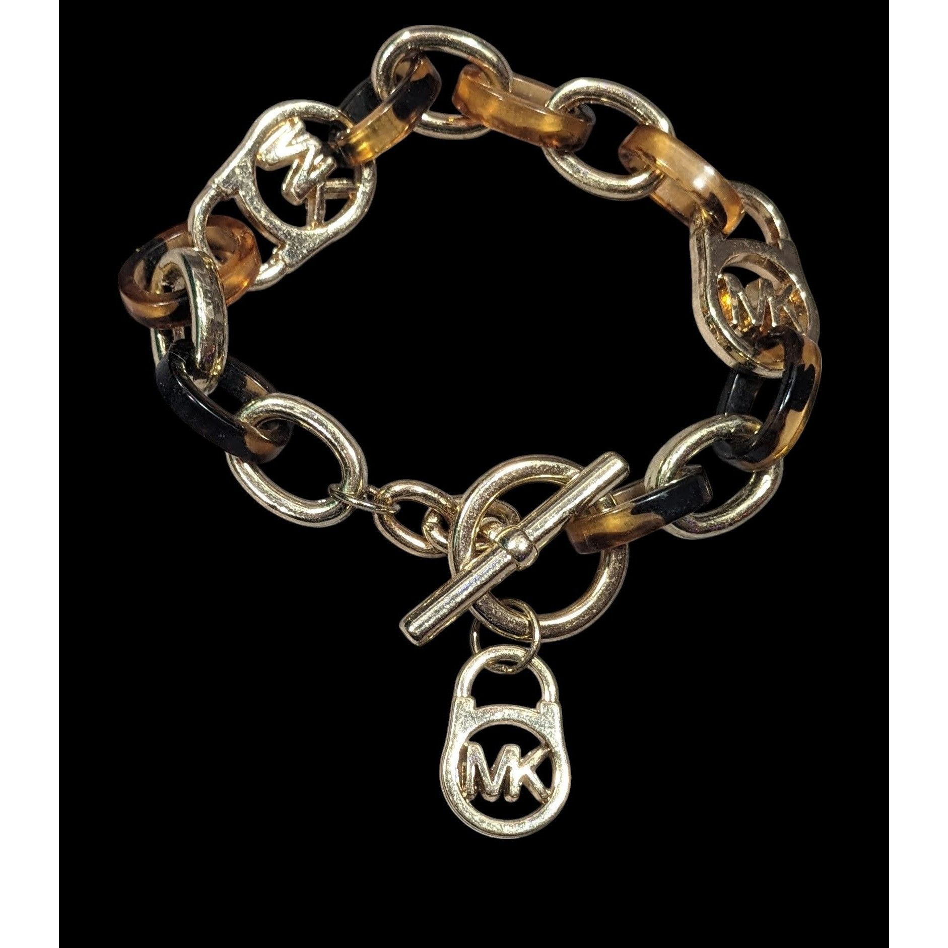 Michael Kors Michael Kors Preppy Tortoise And Gold Tone Link Bracelet Size ONE SIZE - 1 Thumbnail