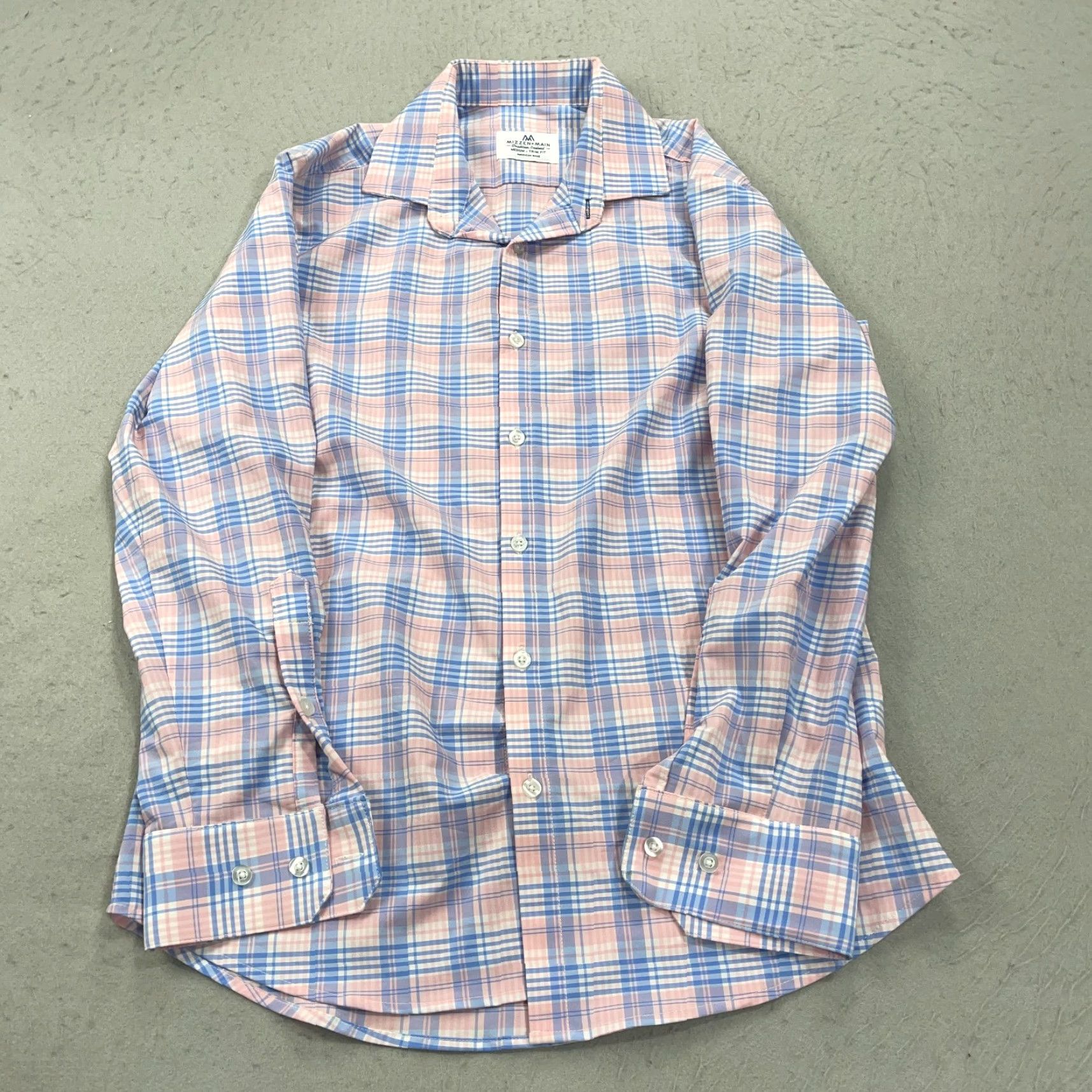 Mizzen+Main Mizzen+Main Shirt Mens M Pink Check Stretch Trim Fit Casual Button-Up Long Sleeve Casual Mens Boardroom Preppy Size US M / EU 48-50 / 2 - 2 Thumbnail