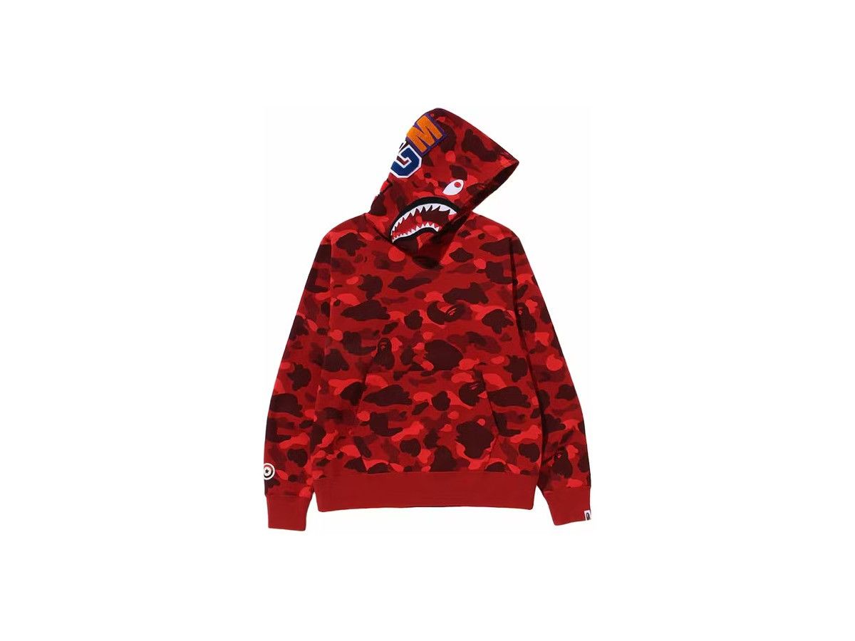 Bape BAPE Color Camo Shark Pullover Hoodie Red Size US S / EU 44-46 / 1 - 1 Thumbnail