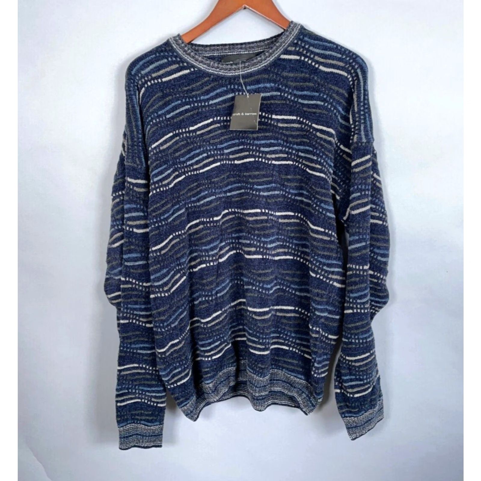 Vintage VINTAGE Chunky-Knit Striped Sweater Adult XL Blue Acrylic 90s Dad Style Mens Size US XL / EU 56 / 4 - 2 Thumbnail