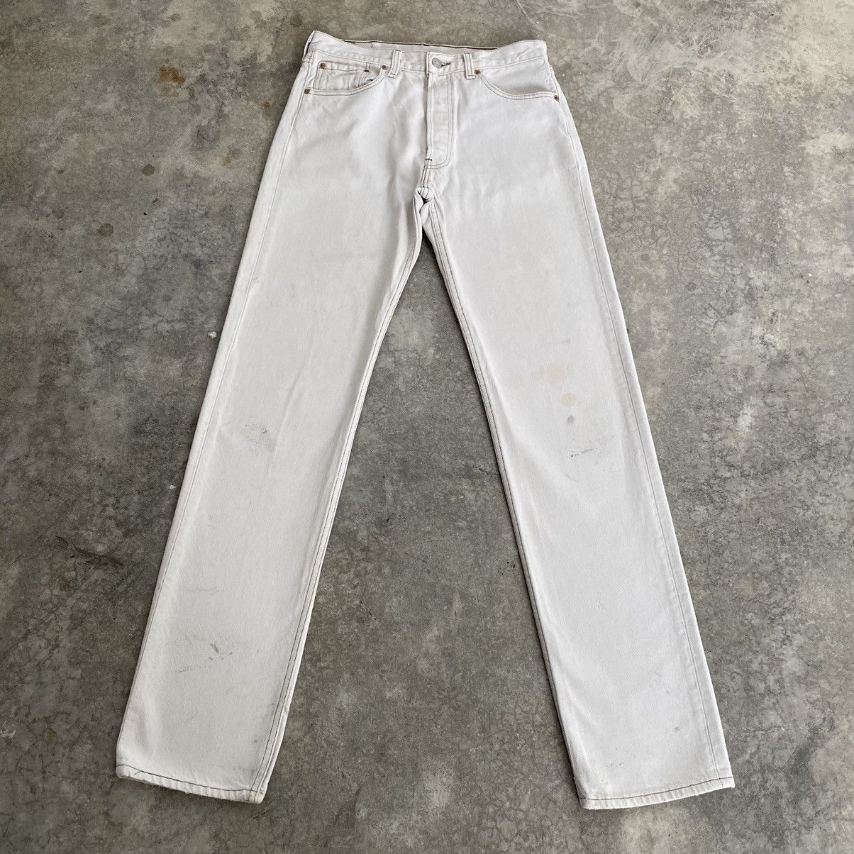 image of Size 30X35 VTG 1997 Levis 501 Off White Dirty Denim Jeans, Men's