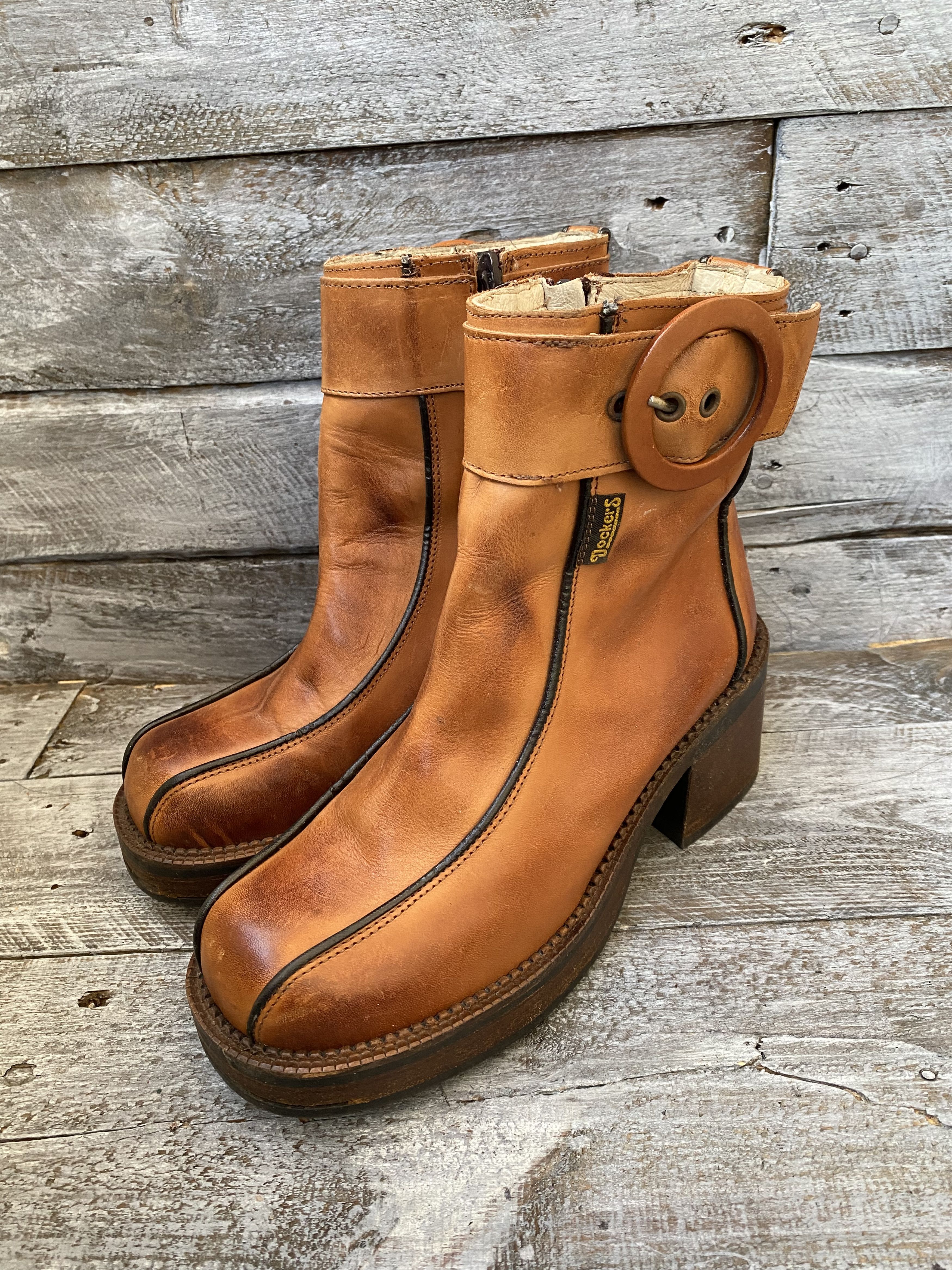 Dockers × Vintage Vintage, Dockers Y2k brown leather boots sz38 Size US 7.5 / IT 37.5 - 3 Thumbnail
