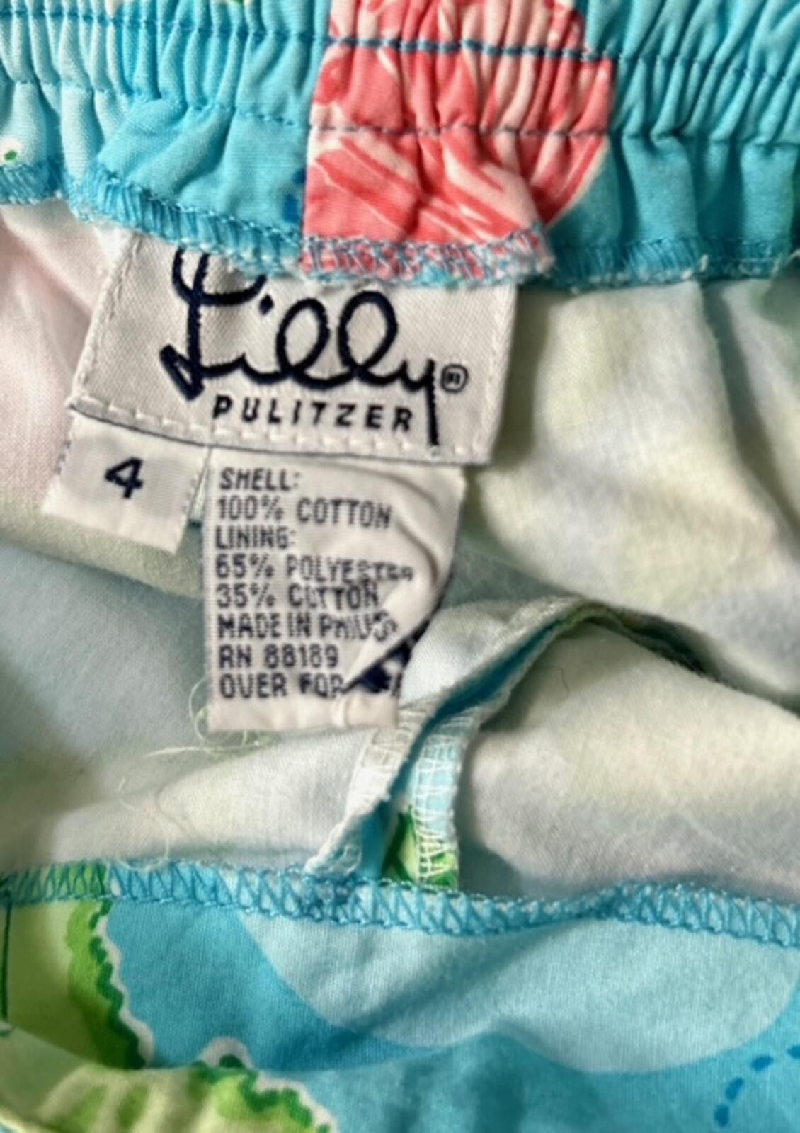 Other Lilly Pulitzer Girls Printed Cotton Pants 4 Island Print Size 24" / US 00 / IT 34 - 3 Thumbnail