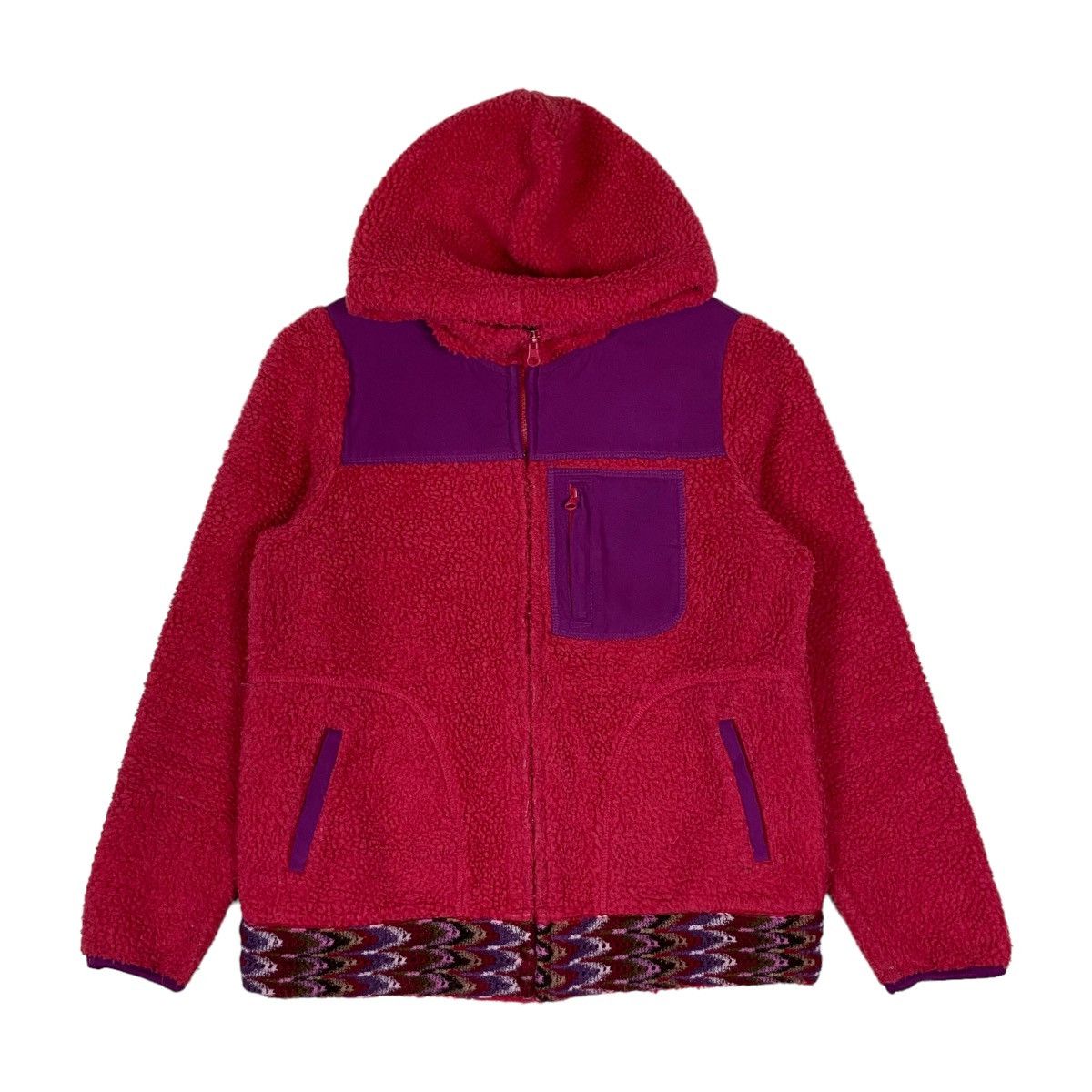 image of Fleece Full Zipper Jacket Nice Design in Red, Men's (Size Small)