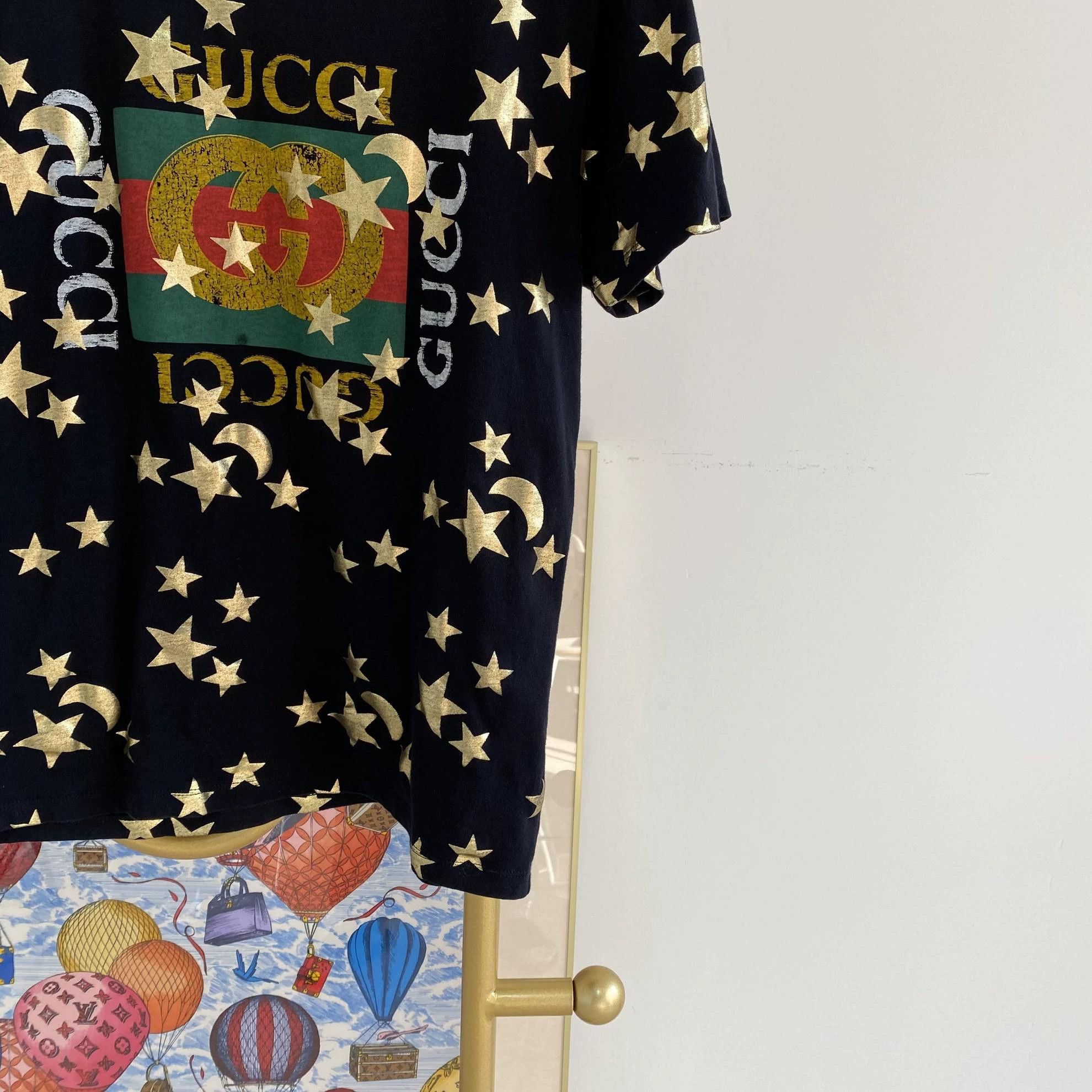 Gucci Gucci GG Logo Star Moon Black Tee XXS Size US XXS / EU 40 - 4 Thumbnail
