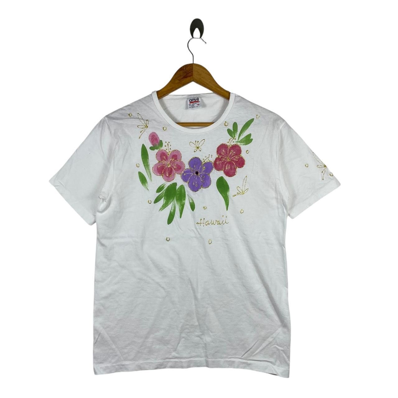 Vintage Vintage 90’ HAWAII FLORAL PAINTING Hand Print Tee Shirt Top Size M / US 6-8 / IT 42-44 - 1 Thumbnail
