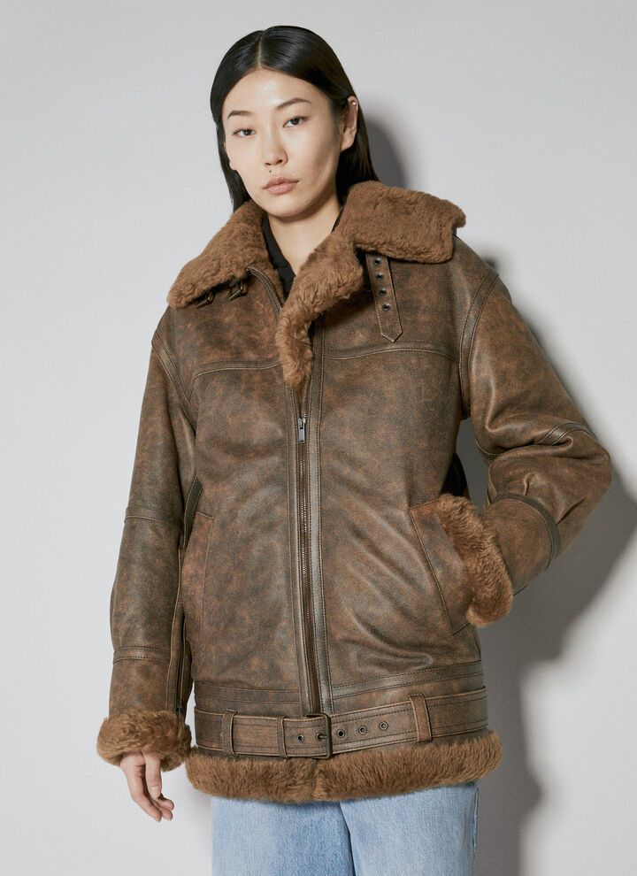 o1bcso1str1224 Oversized Jacket In Aged Lambskin in Brown