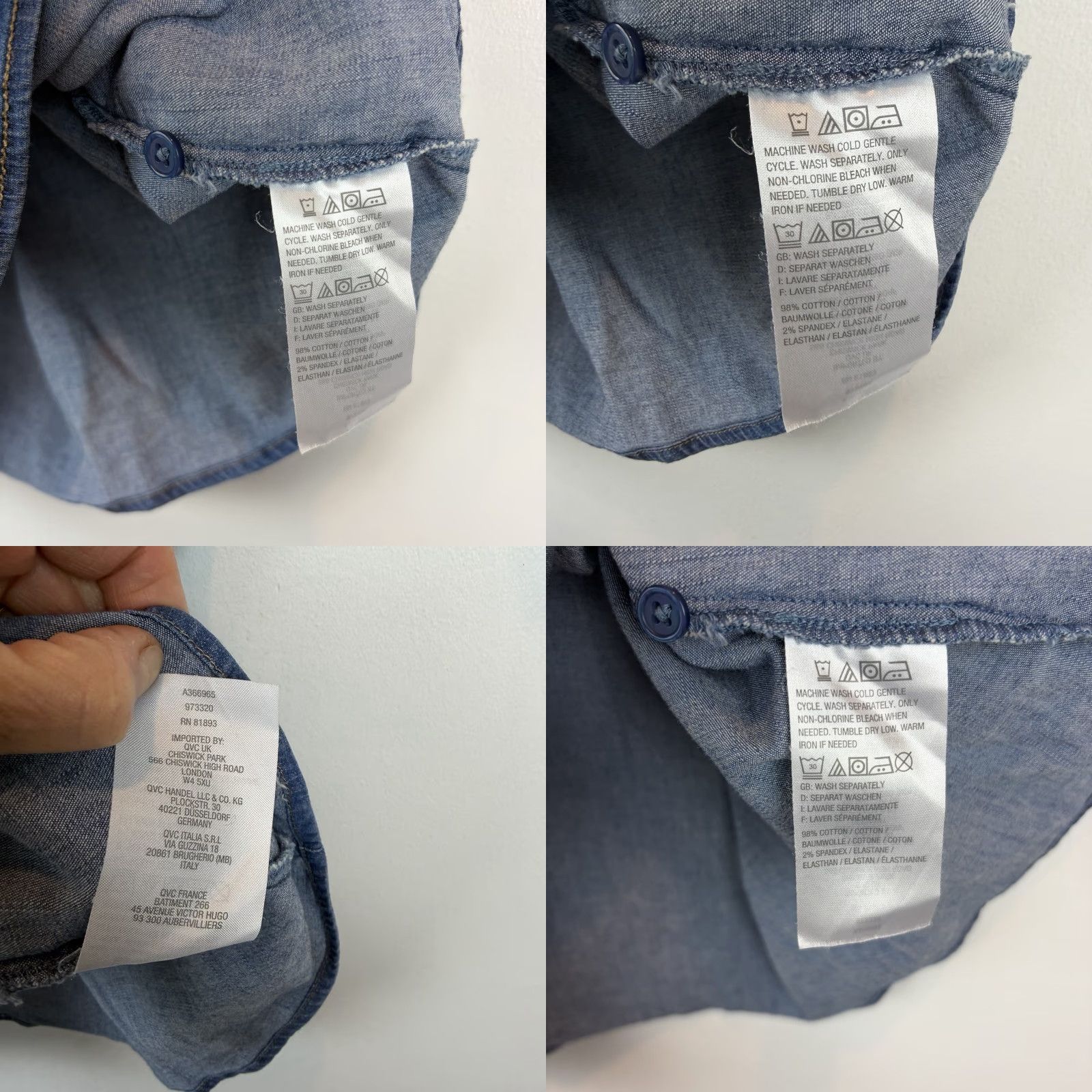CO D&Co Denim Co Button Top Womens 3X Denim Tunic Solid Casual Shirt Button-Up Size XXL / US 16-18 / IT 52-54 - 8 Thumbnail