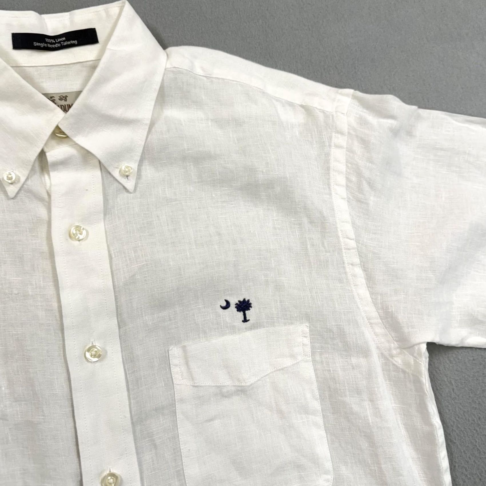 Vintage M. Dumas & Sons Shirt Mens Small White Linen Short Sleeve Button Down Casual Size US S / EU 44-46 / 1 - 2 Thumbnail