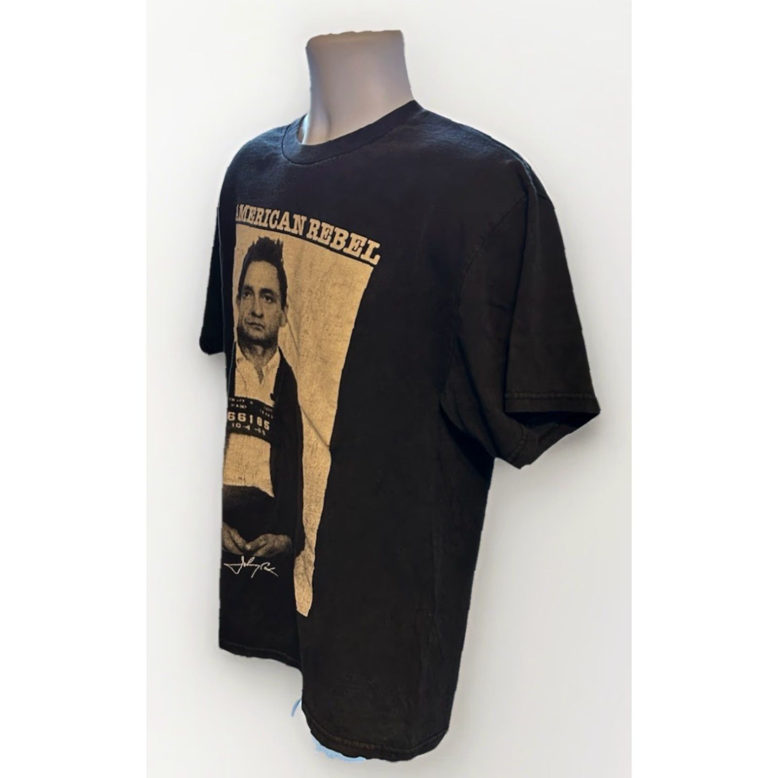 Vintage Johnny Cash American Rebel Mug Shot Shirt Men Large Black Short Sleeves Zion Logo Graphic Tee Size US L / EU 52-54 / 3 - 3 Thumbnail