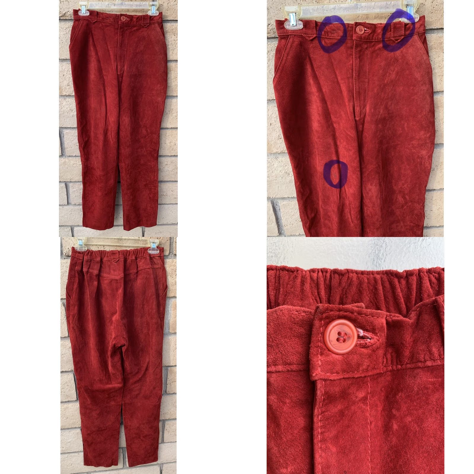 Doublet VINTAGE Double D Ranch Wear Pig Suede Pants Cowgirl Western Made In USA Size 12 28 Waist Rockabilly Leather Look Brown Rust Orange Copper Jeans Womens Size 34" / US 12 / IT 48 - 10 Thumbnail