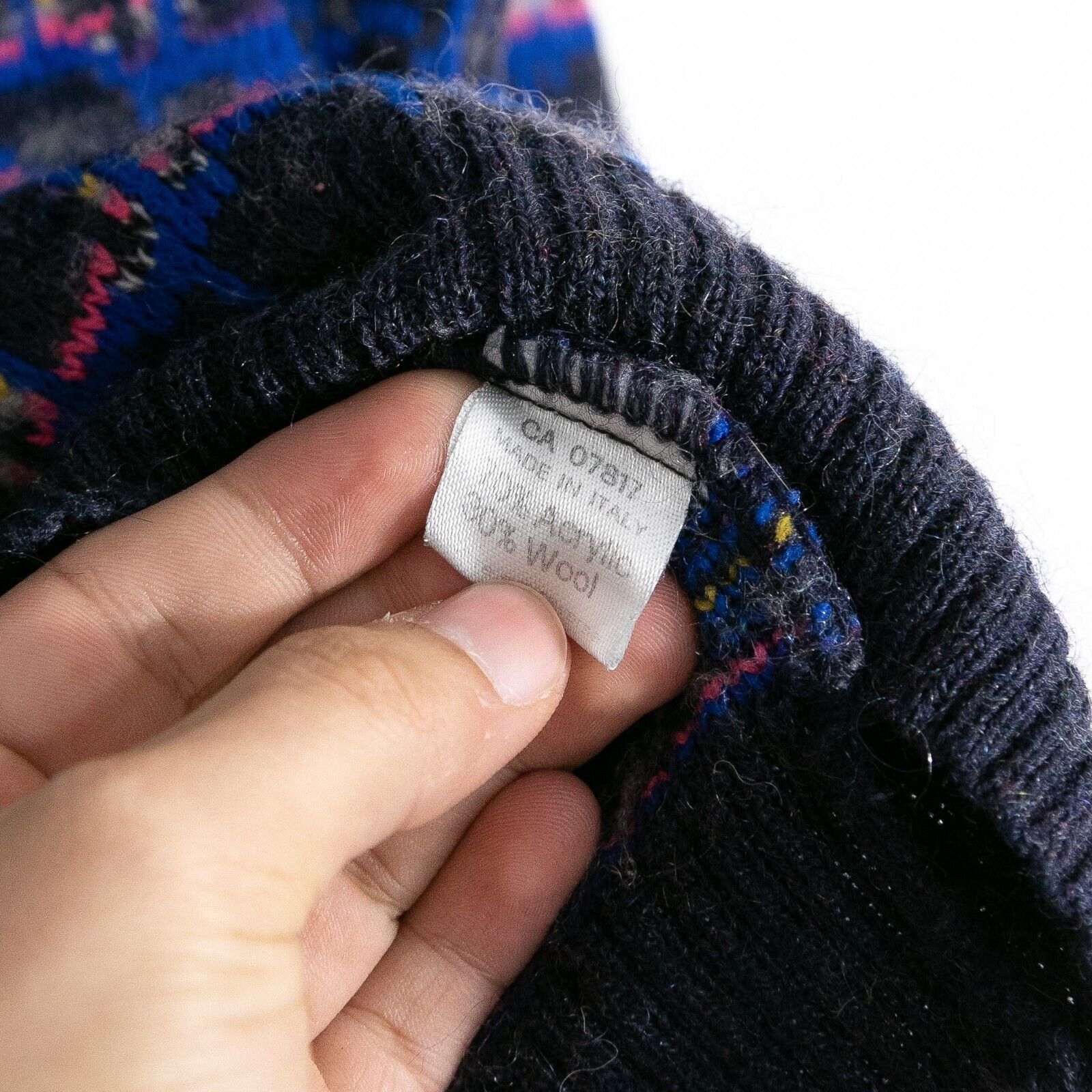 Vintage Vintage Italian Speckled Abstract Pattern Wool Sweater Large Size US L / EU 52-54 / 3 - 5 Thumbnail