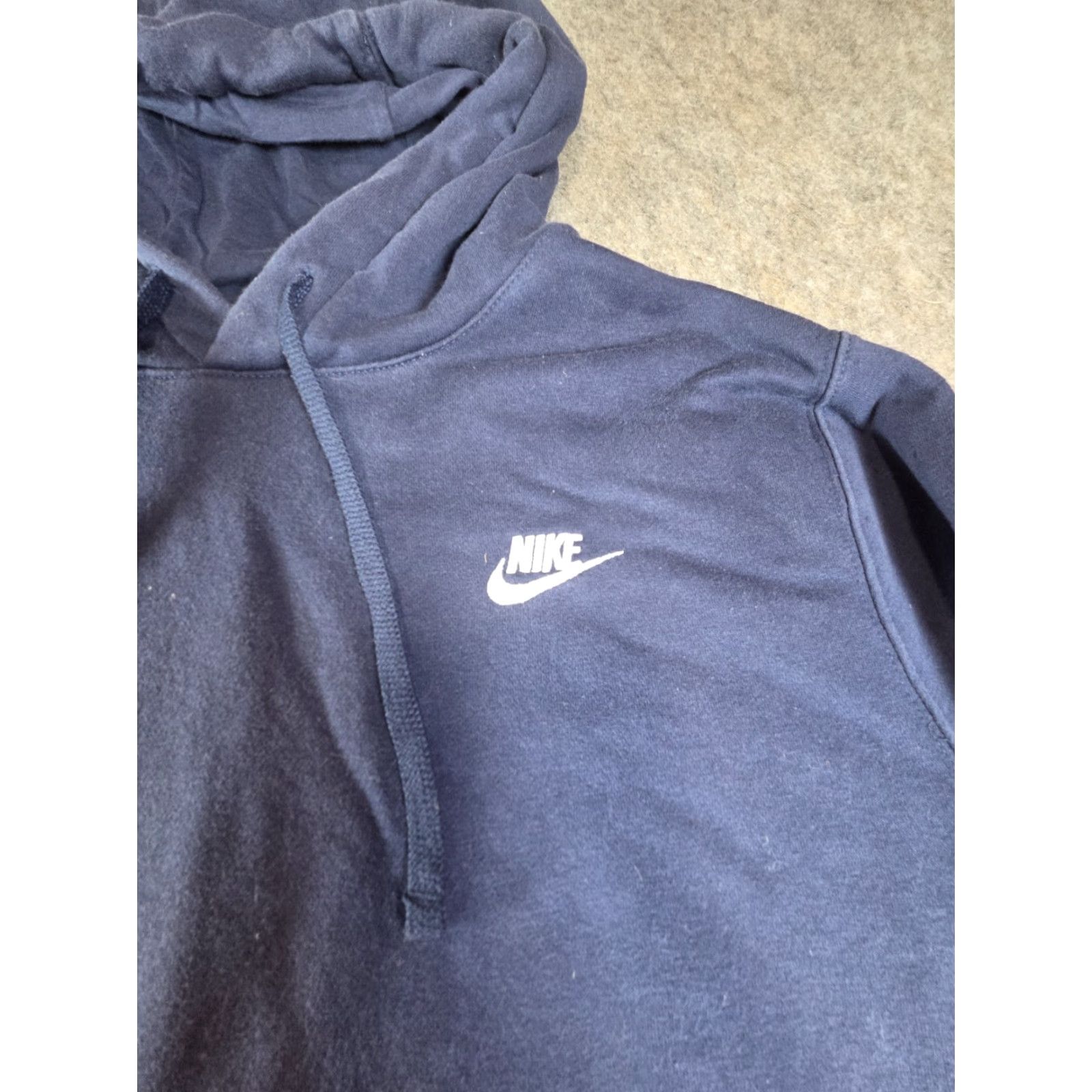 Nike Nike Men's Hoodie Sweatshirt SMALL Navy Blue Pullover Mini Swoosh Distressed Size US S / EU 44-46 / 1 - 2 Thumbnail