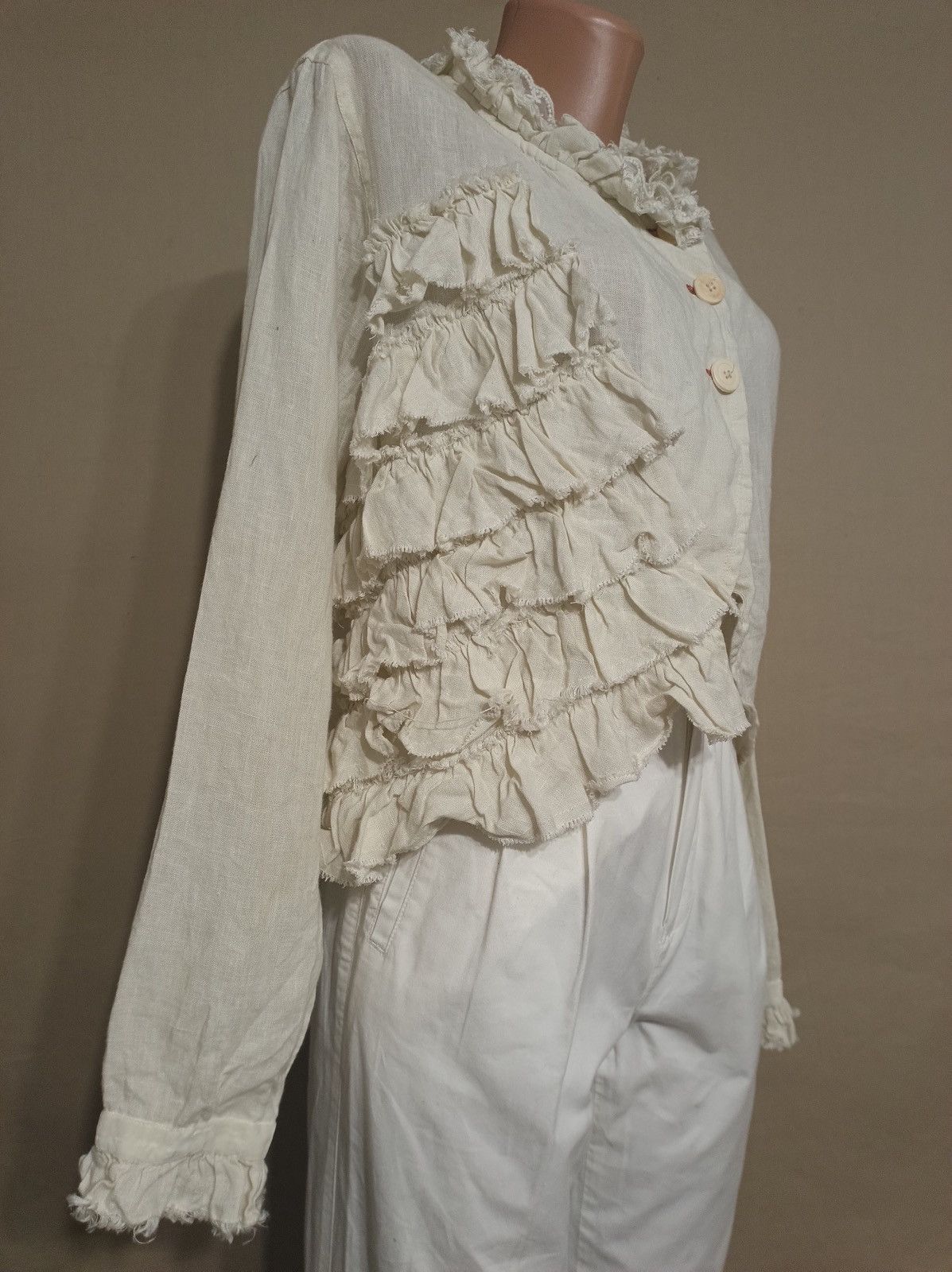 Designer Ewa i Walla Linen Beige Designer Blouse Jacket Size S Size S / US 4 / IT 40 - 2 Thumbnail
