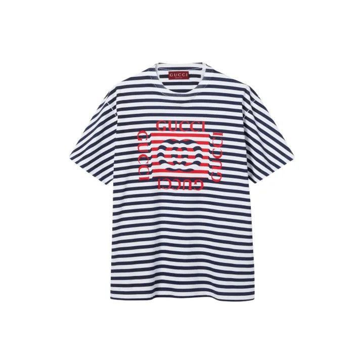 Gucci Gucci Gucci FW25 Lido Series Striped Cotton T-Shirt -2506 Size US S / EU 44-46 / 1 - 1 Thumbnail