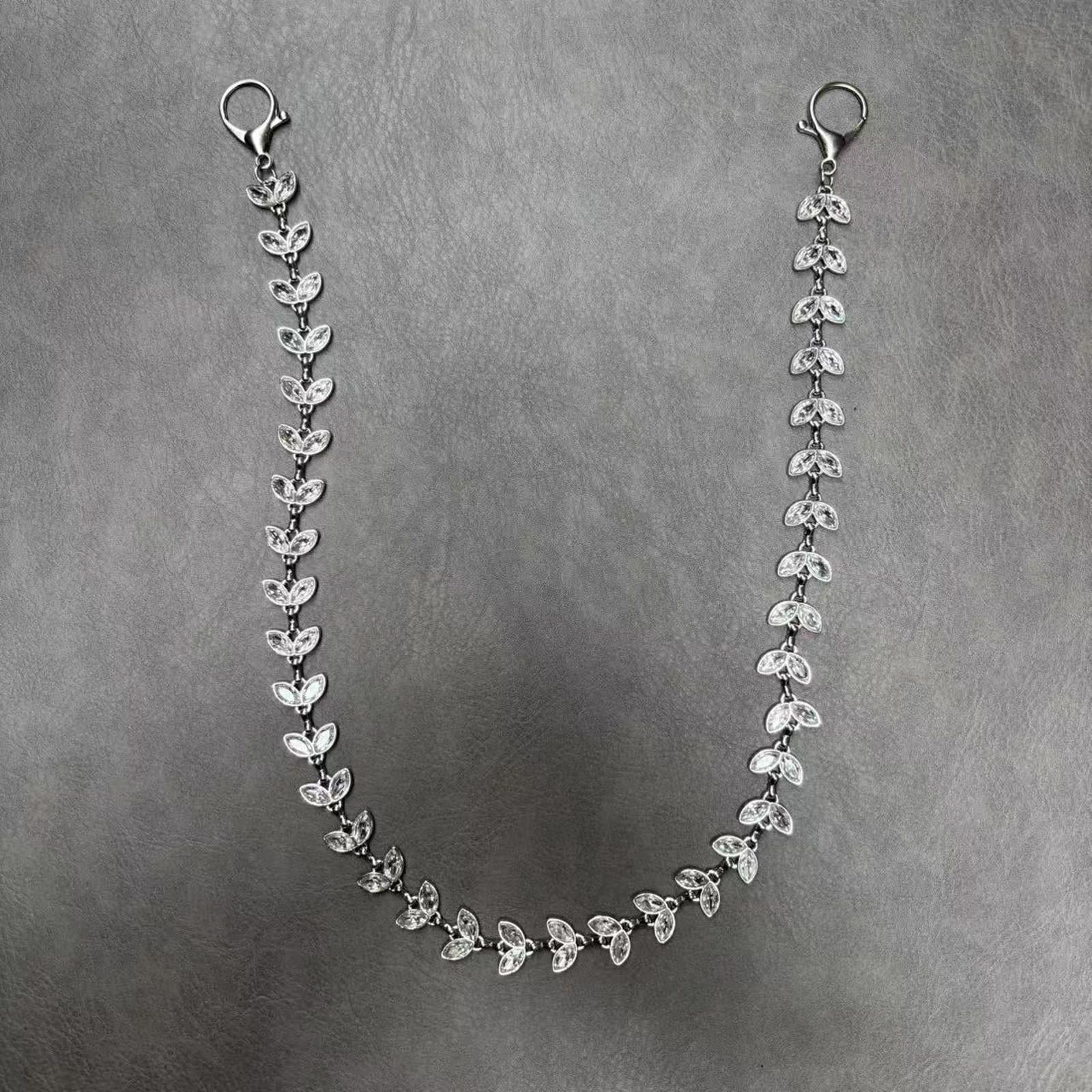 Jewelry Silver Leaf Chain Accessory for Denim Pants, Stylish Size ONE SIZE - 4 Thumbnail