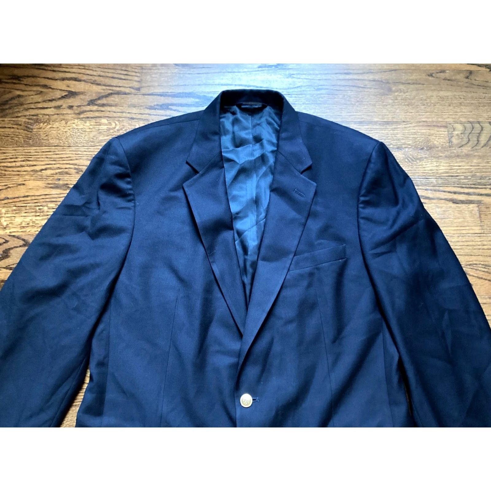 Brooks Brothers VINTAGE Brooks Brothers Brooksease Mens Blazer 44 Extra Long Black Gold Button Wool Blazer Men Size 44R - 4 Thumbnail