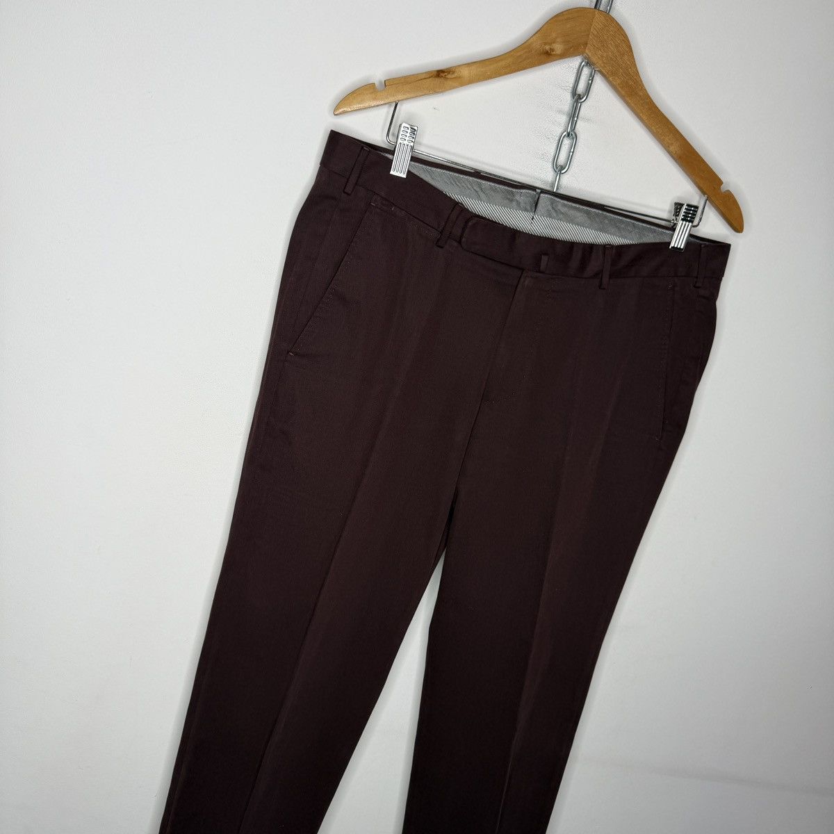 Ermenegildo Zegna Ermenegildo Zegna Burgundy Chino Premium Cotton Pants Size US 33 - 3 Thumbnail