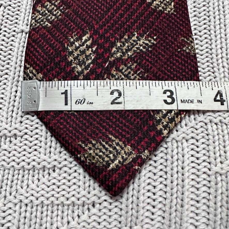 Ermenegildo Zegna Ermenegildo Zegna maroon gold leaf silk textured tie Size ONE SIZE - 5 Thumbnail