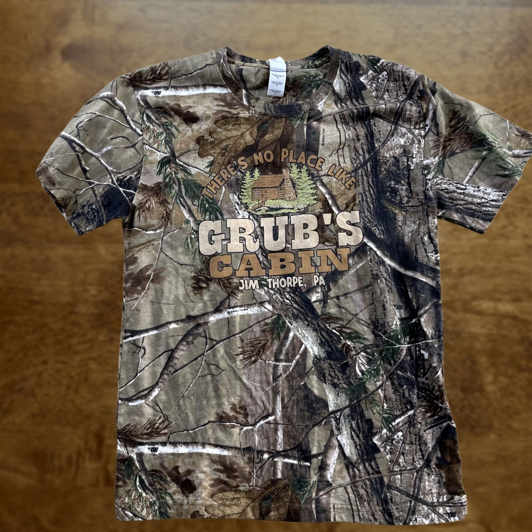 Vintage Code V T-Shirt Mens Medium Brown Camo Tee Grub's Cabin Jim Thorpe PA Shirt X-Twin Graphic Outdoor Hunting Tee Mens Medium Brown Camouflage Shirt Size US M / EU 48-50 / 2 - 1 Thumbnail