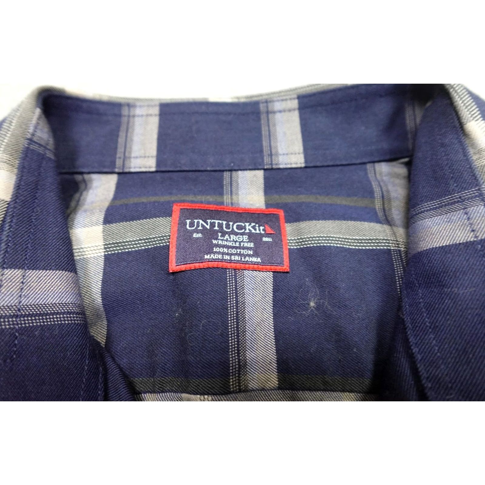 UNTUCKit UNTUCKit Dress Shirt Mens Large Blue Plaid Long Sleeve Button Up Wrinkle Free Size 42R - 2 Thumbnail