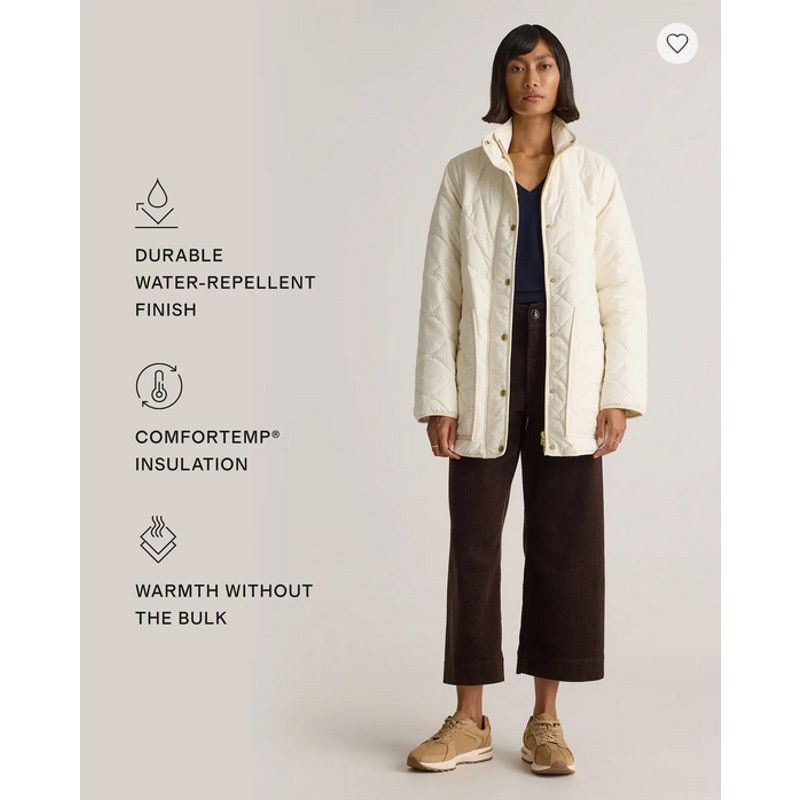 Quince Featherless Quilted Long Puffer Jacket Silk White Size S NWT Size L / US 10 / IT 46 - 2 Thumbnail