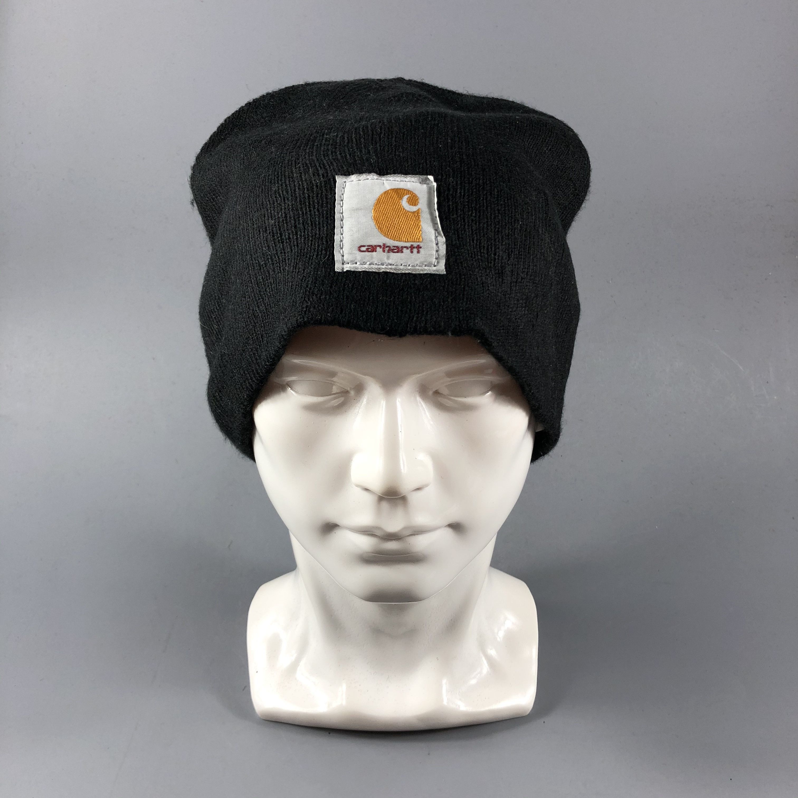 image of Carhartt Fisherman Plain Black Beanie Snowcap Snow Hat B740, Men's