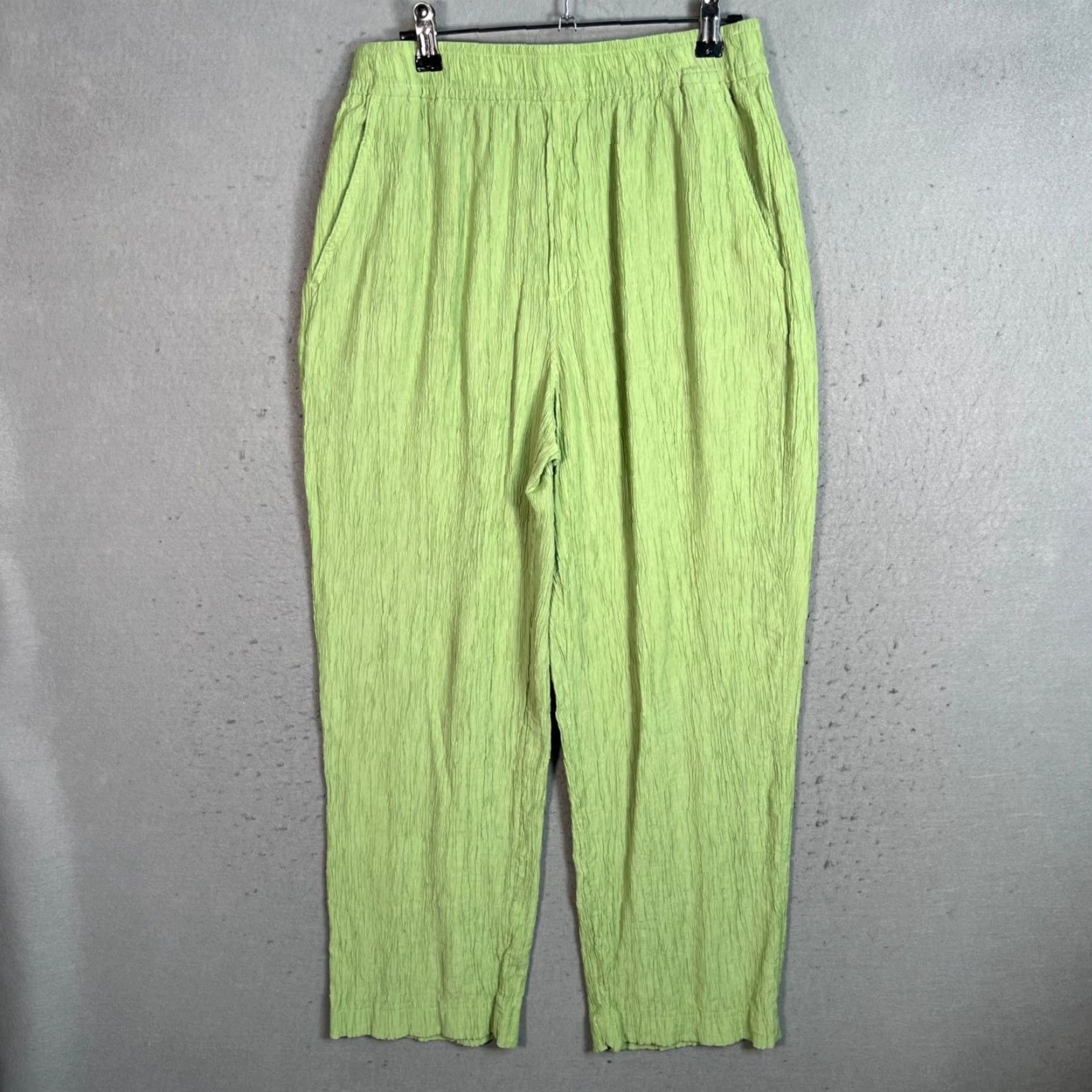 Madewell Madewell Womens Pants Medium Green Crinkle Viscose Ankle Straight Front Flat Front Rise High 27 in Inseam Regular Size M/Adult Womens? Size 32" / US 10 / IT 46 - 2 Thumbnail