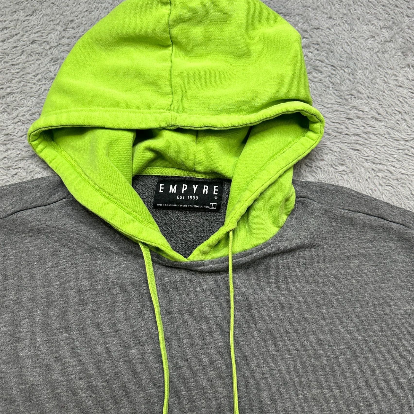 Empyre Empyre Hoodie Mens L Gray Sweatshirt Skateboard Color Block Y2K Grunge Punk Rock Hooded Pockets Pullover Size US L / EU 52-54 / 3 - 3 Thumbnail