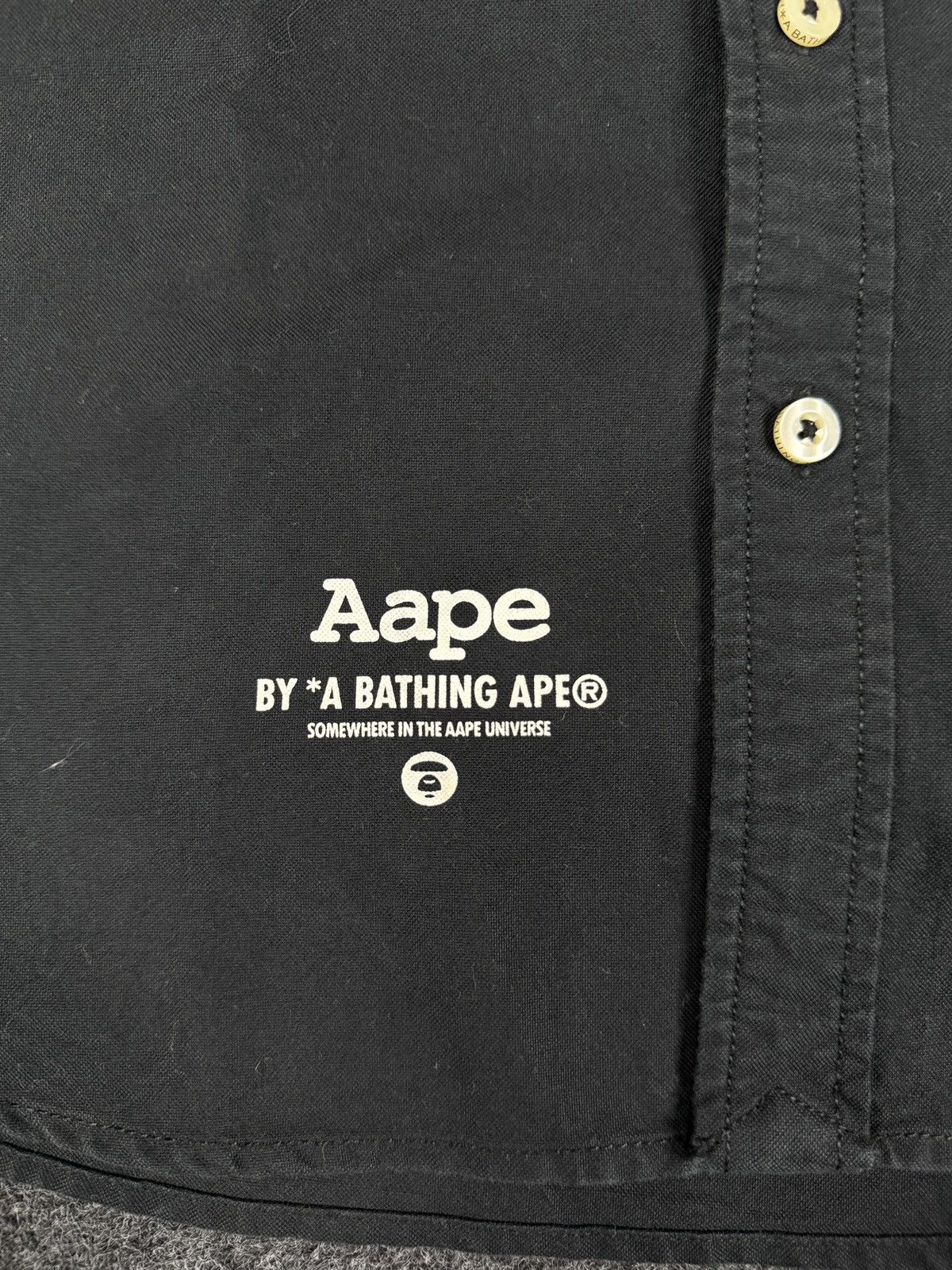 Aape × Bape A Bathing Ape black button up long sleeve shirt Size US M / EU 48-50 / 2 - 3 Thumbnail