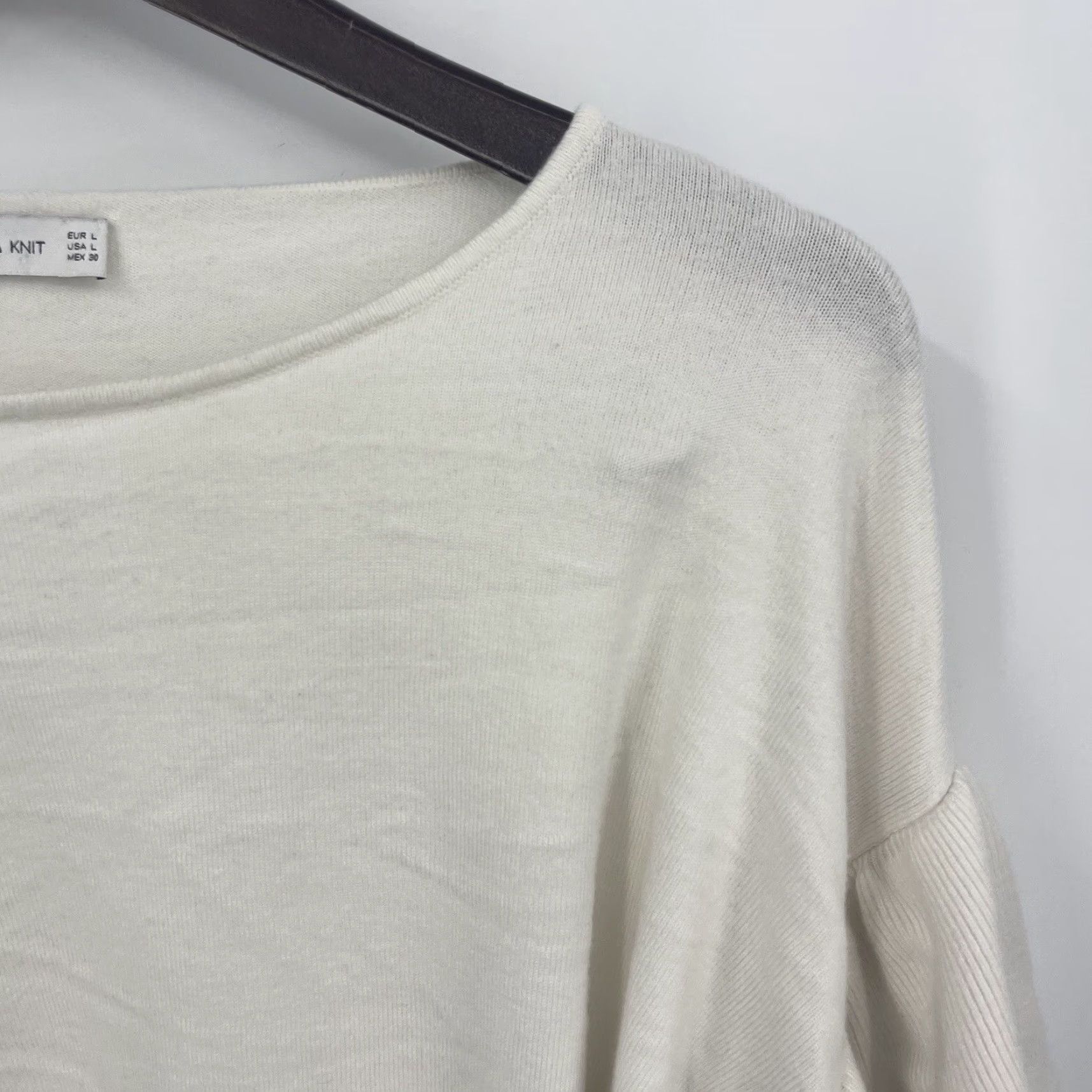 Zara Zara Knit Sweater Womens Large L Ivory Tiered Ruffle Sleeves Frill Pullover Bohemian Designer Elegant Modern Knit Style Vintage No Size L / US 10 / IT 46 - 4 Thumbnail