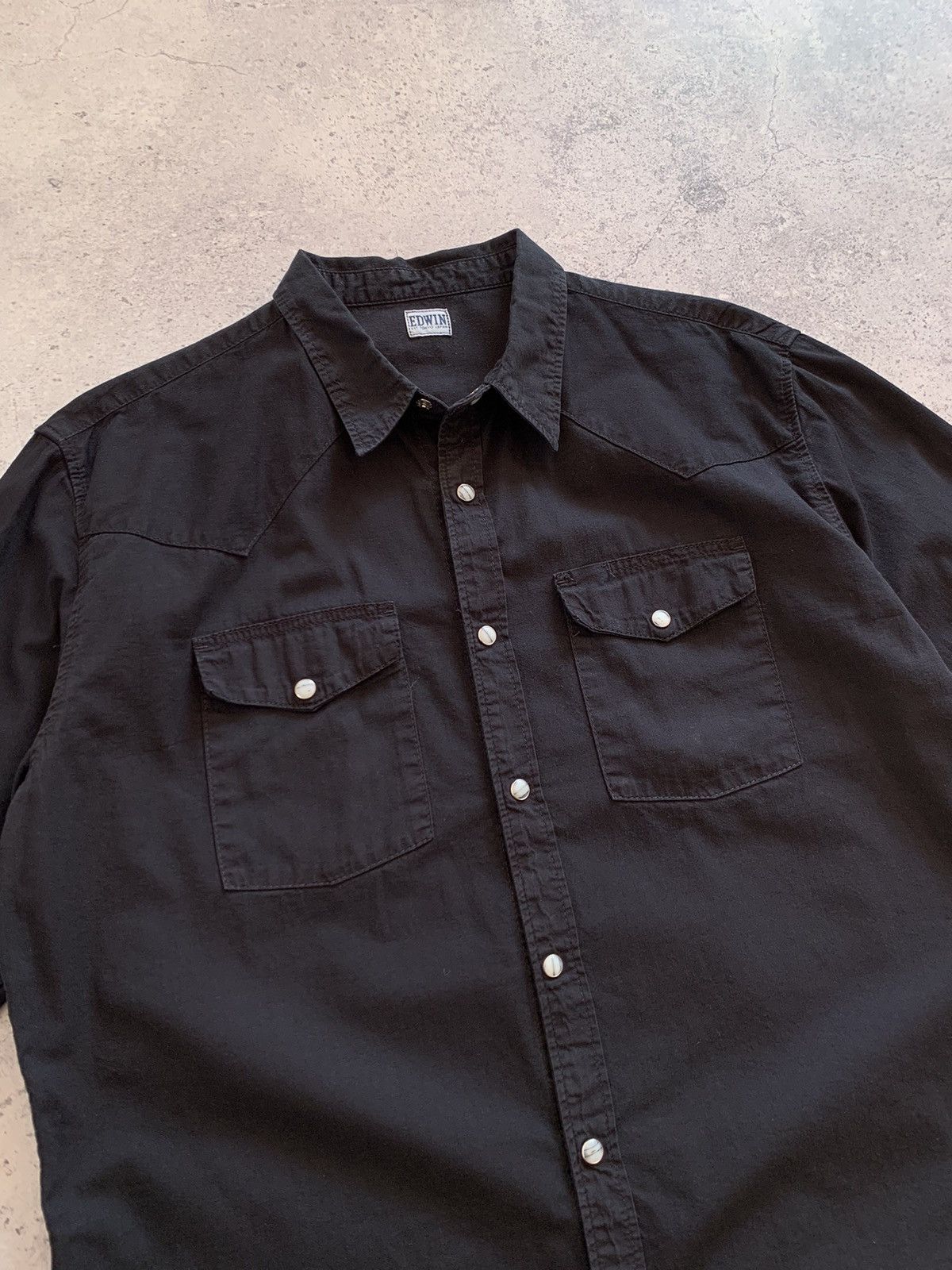 Edwin Vintage Edwin Black Button Up Shirt Japanese Brand L Size Size US L / EU 52-54 / 3 - 5 Thumbnail