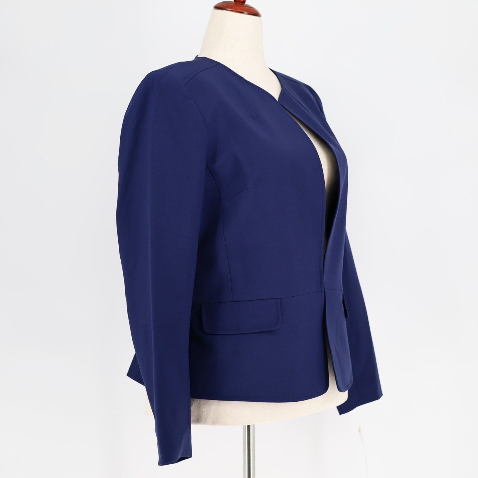 The Unbranded Brand Le Suit Women Bright Navy Open Front Suit Blazer Size US 14 Size XL / US 12-14 / IT 48-50 - 3 Thumbnail