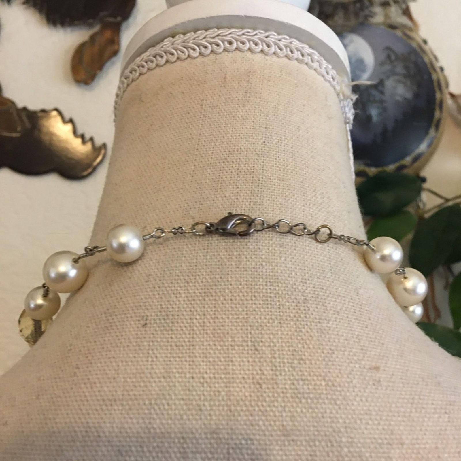 Vintage Vintage faceted stone and pearl linked necklace Size ONE SIZE - 5 Thumbnail