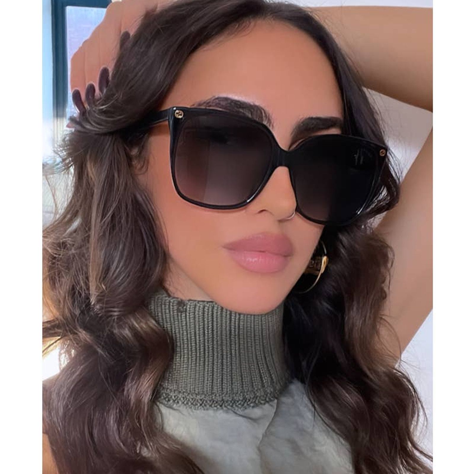 image of New Gucci Gg0022S 001 Black Square Classic Sunglasses, Women's