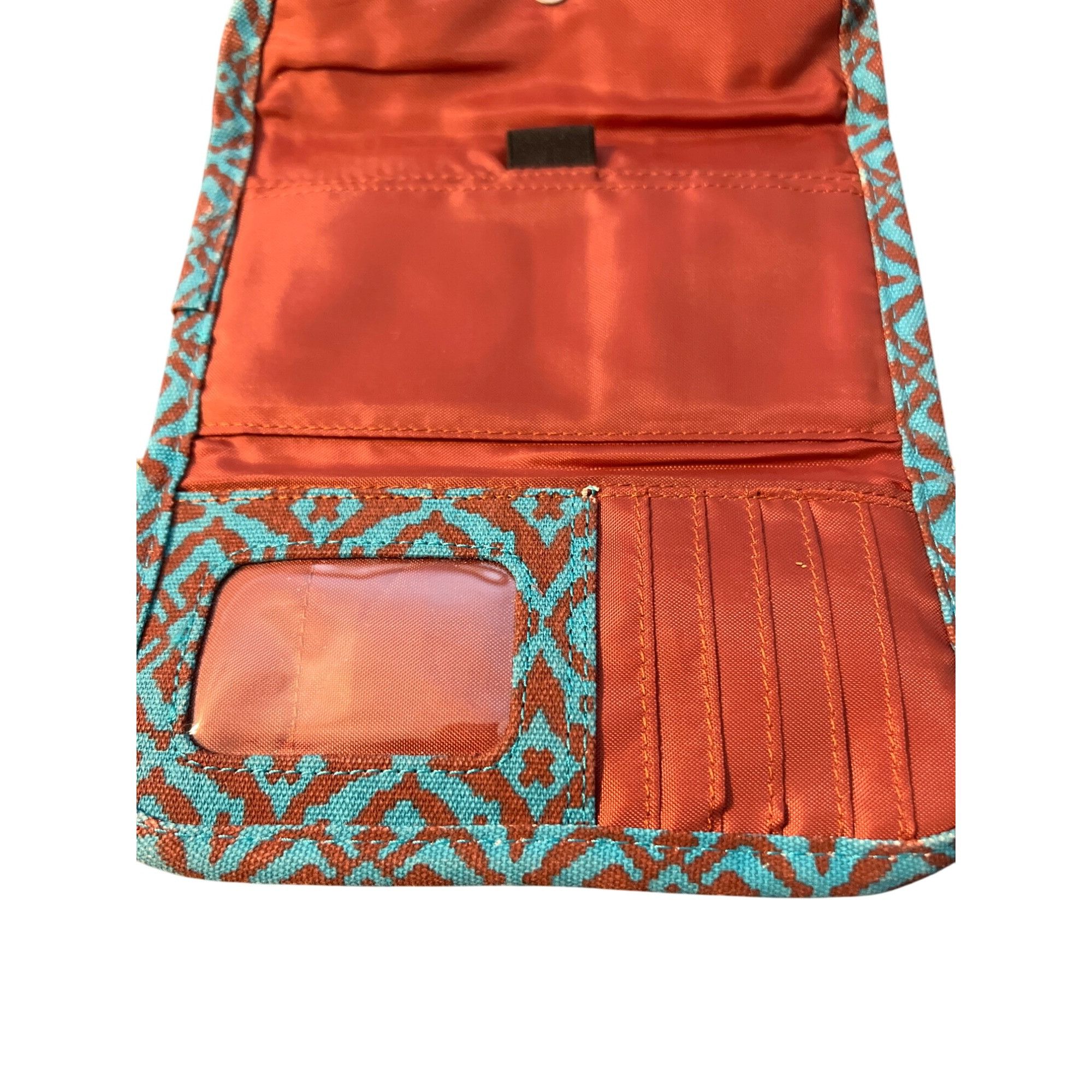 KAVU Kavu Trendy Geometric Print Wallet Blue Brown Trifold Zip Po Size ONE SIZE - 8 Thumbnail